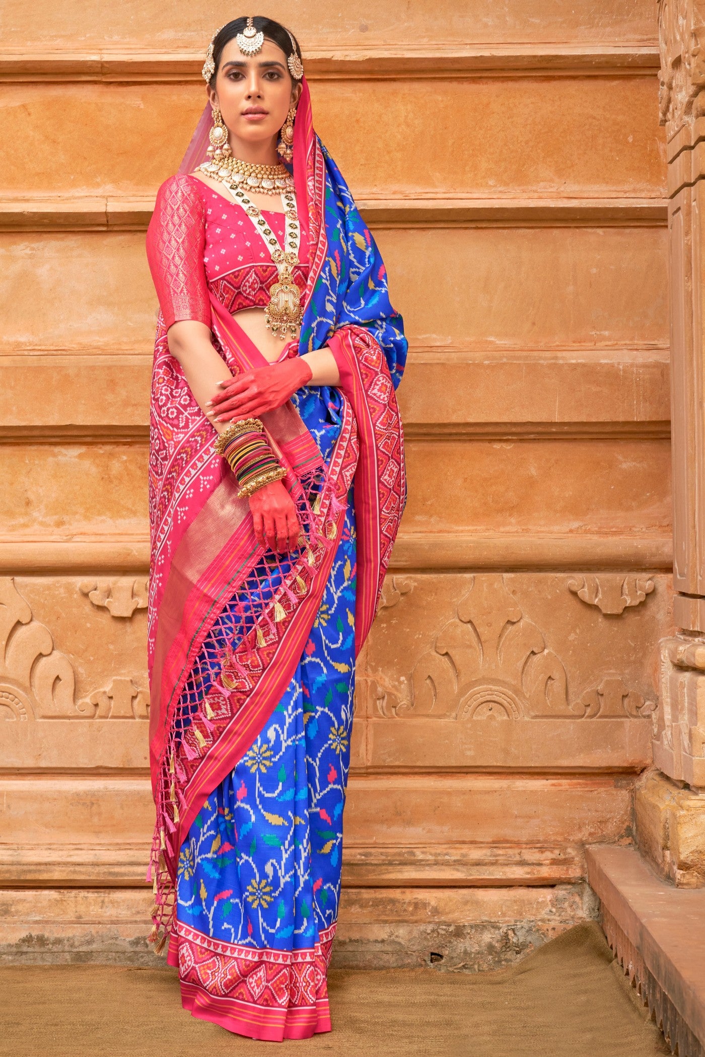 Buy MySilkLove Royal Blue Printed Patola Saree Online