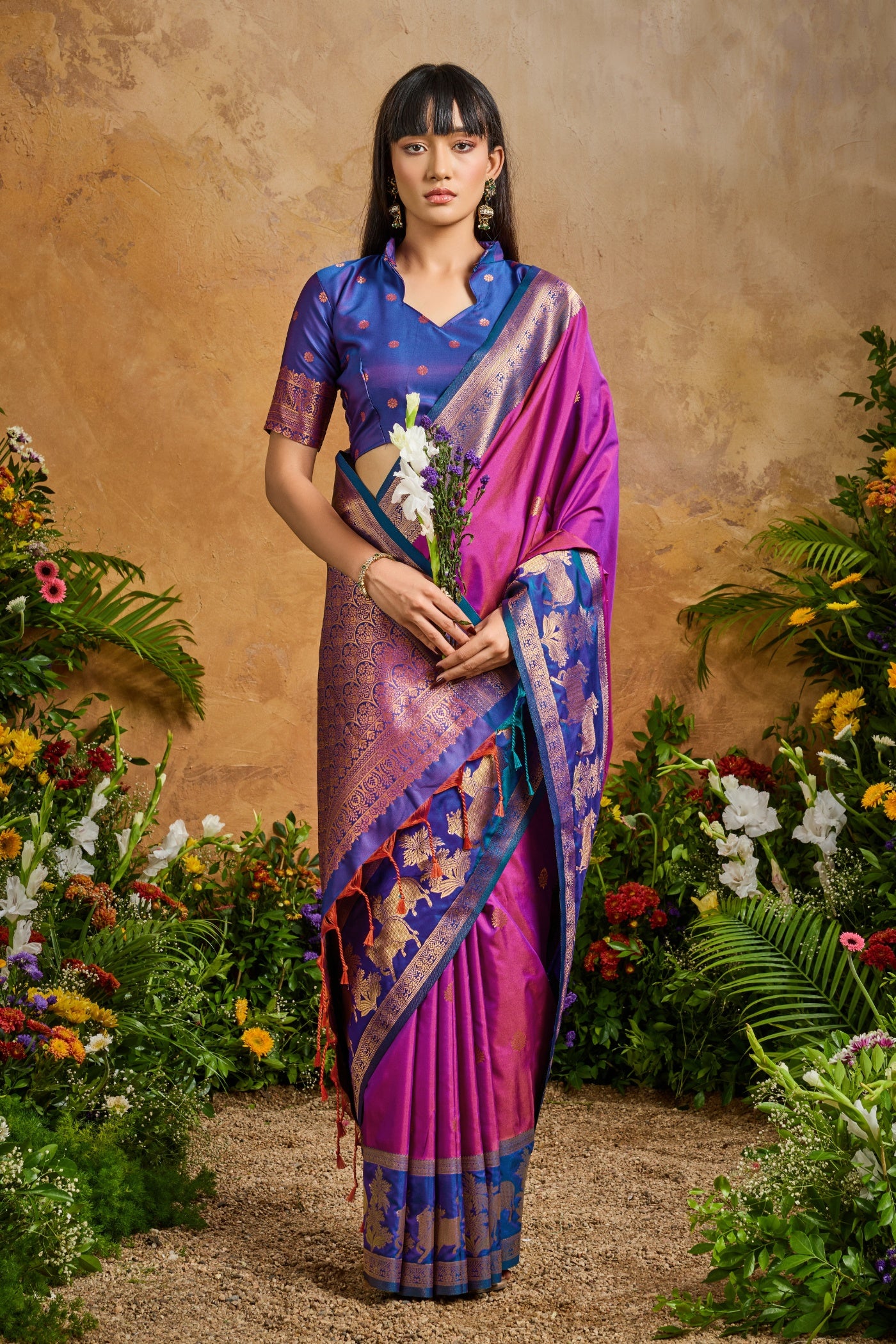 Buy MySilkLove Amethyst Purple Banarasi Handloom Pichwai Saree Online