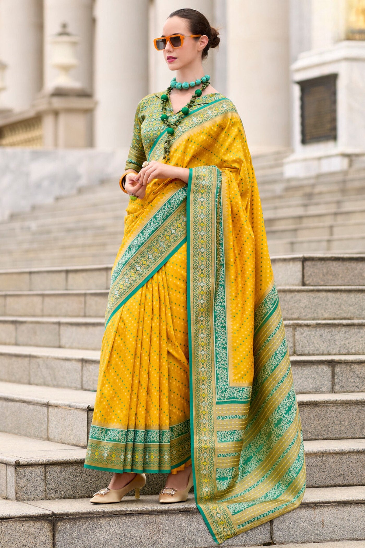 Buy MySilkLove Buttercup Yellow Woven Banarasi Saree Online