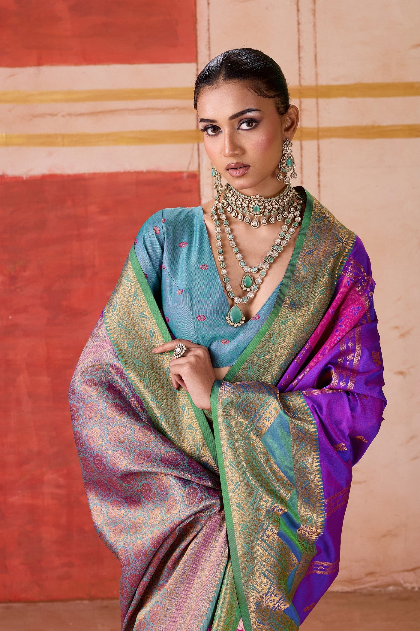 MySilkLove Scarlet Purple Banarasi Handloom Saree