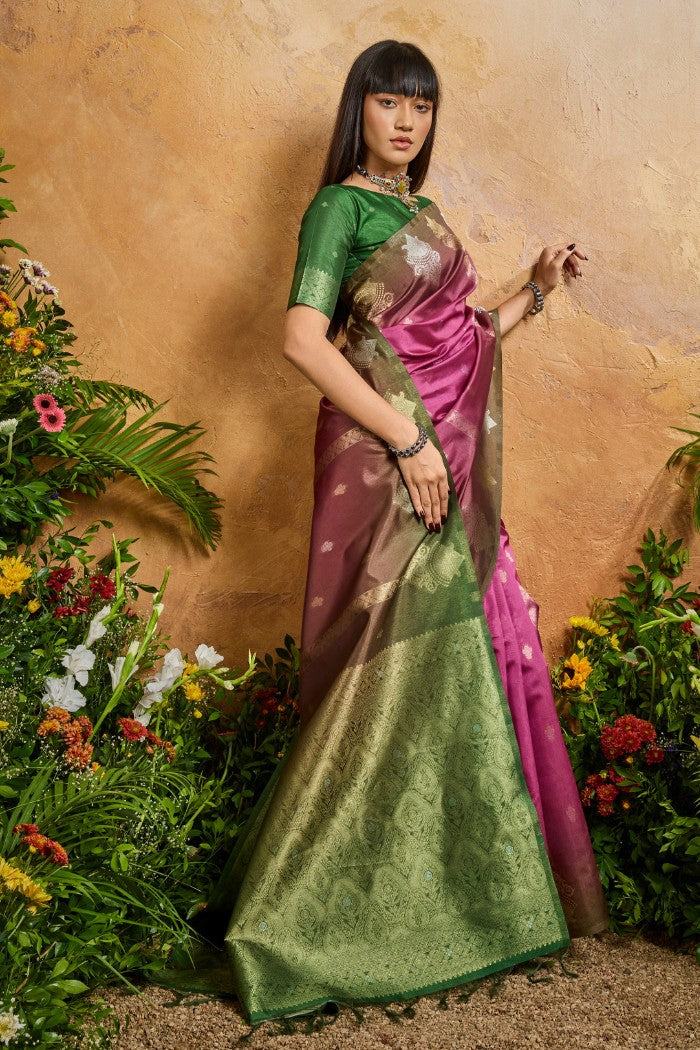 Buy MySilkLove Dusty Pink Banarasi Handloom Saree Online