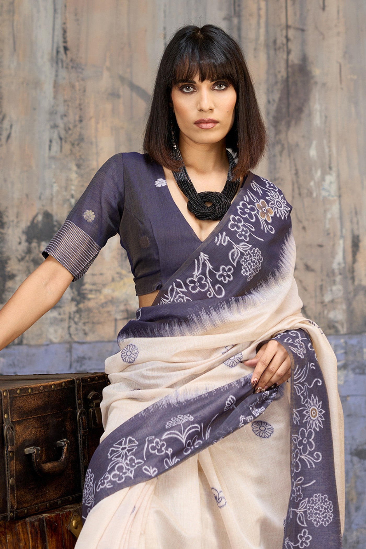 MySilkLove Sapphire Sky Blue Handloom Munga Cotton Saree