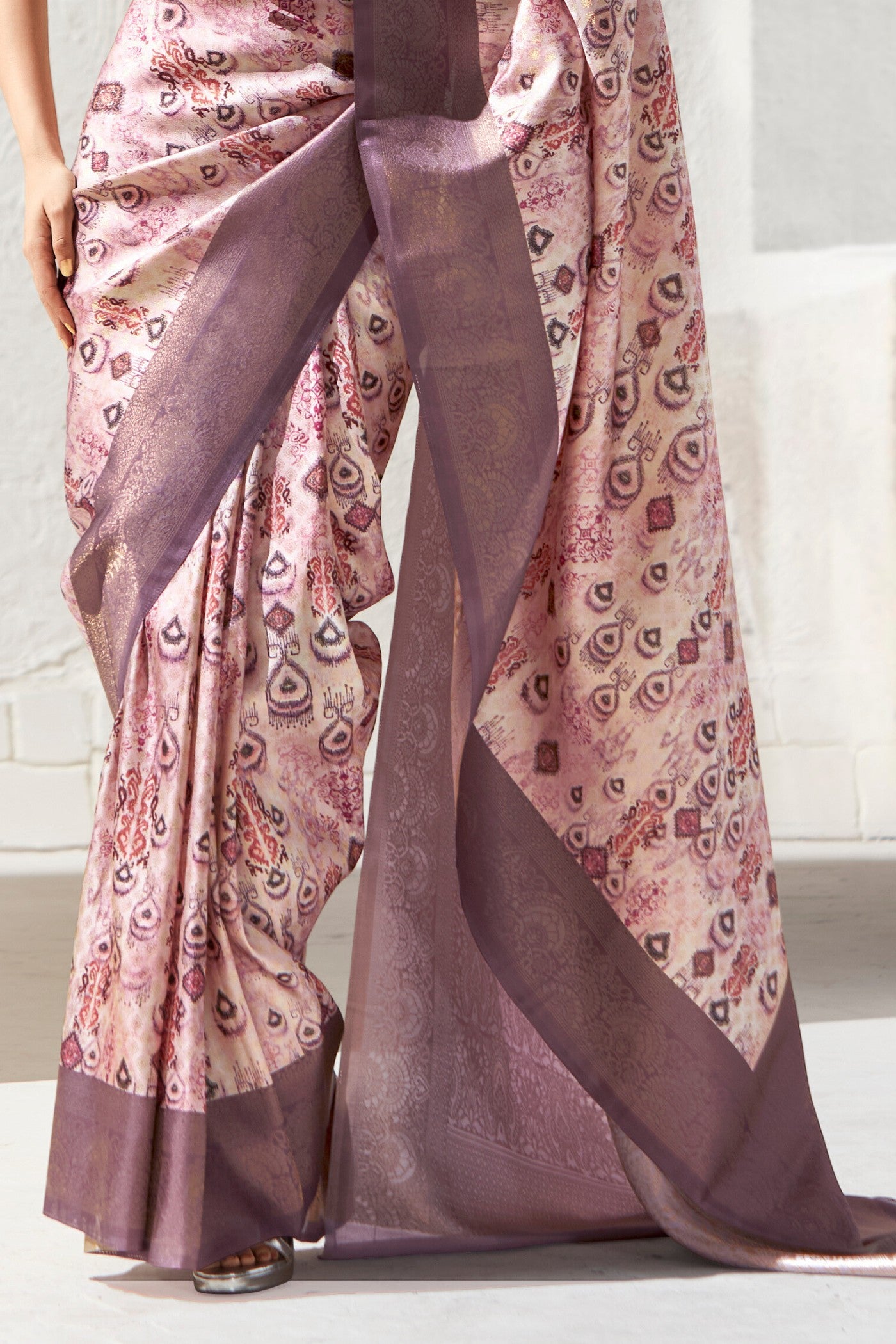 Buy MySilkLove Burnished Purple Banarasi Digital Printed Saree Online