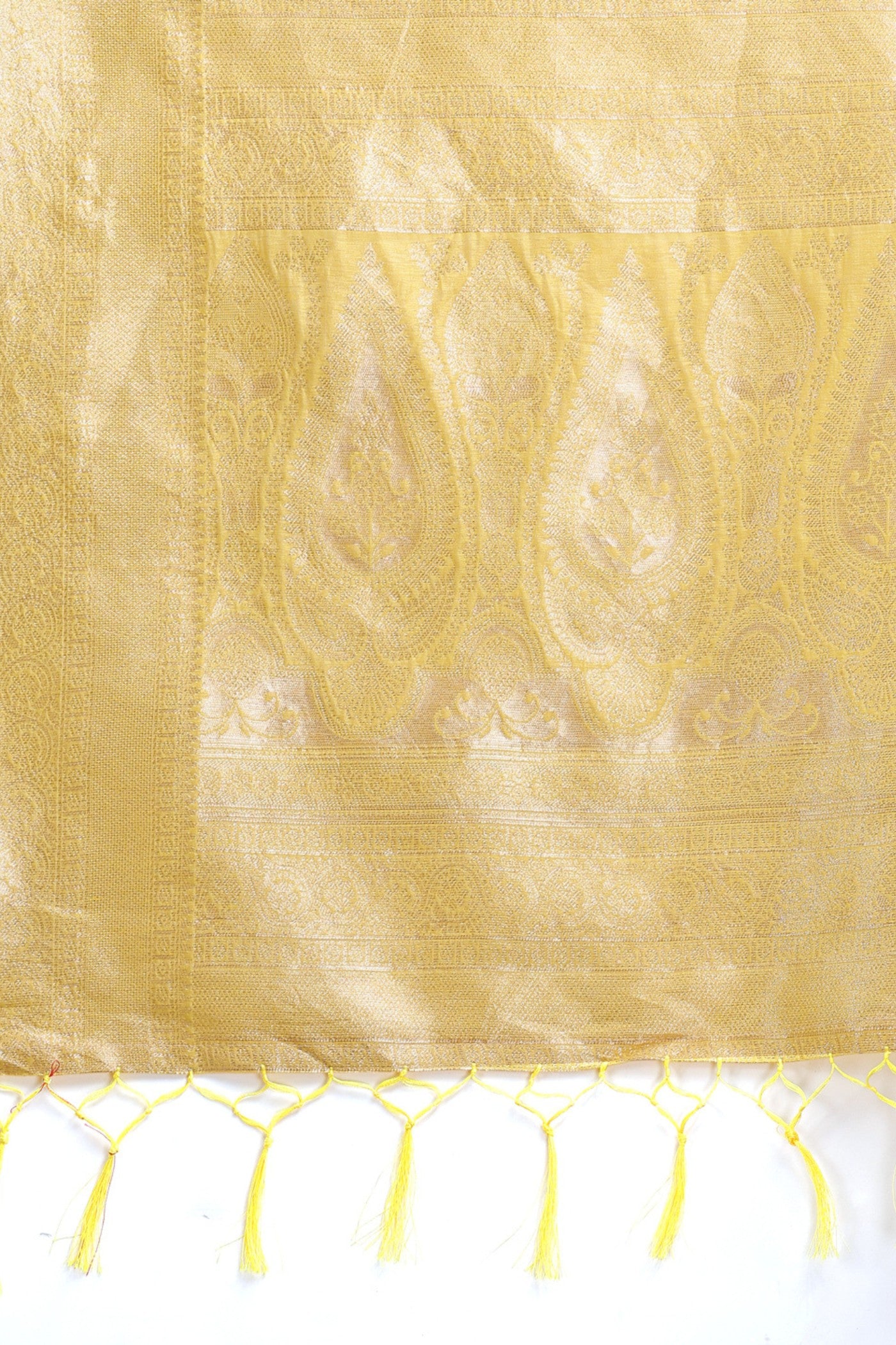 Buy MySilkLove Sunshine Yellow Woven Linen Cotton Saree Online