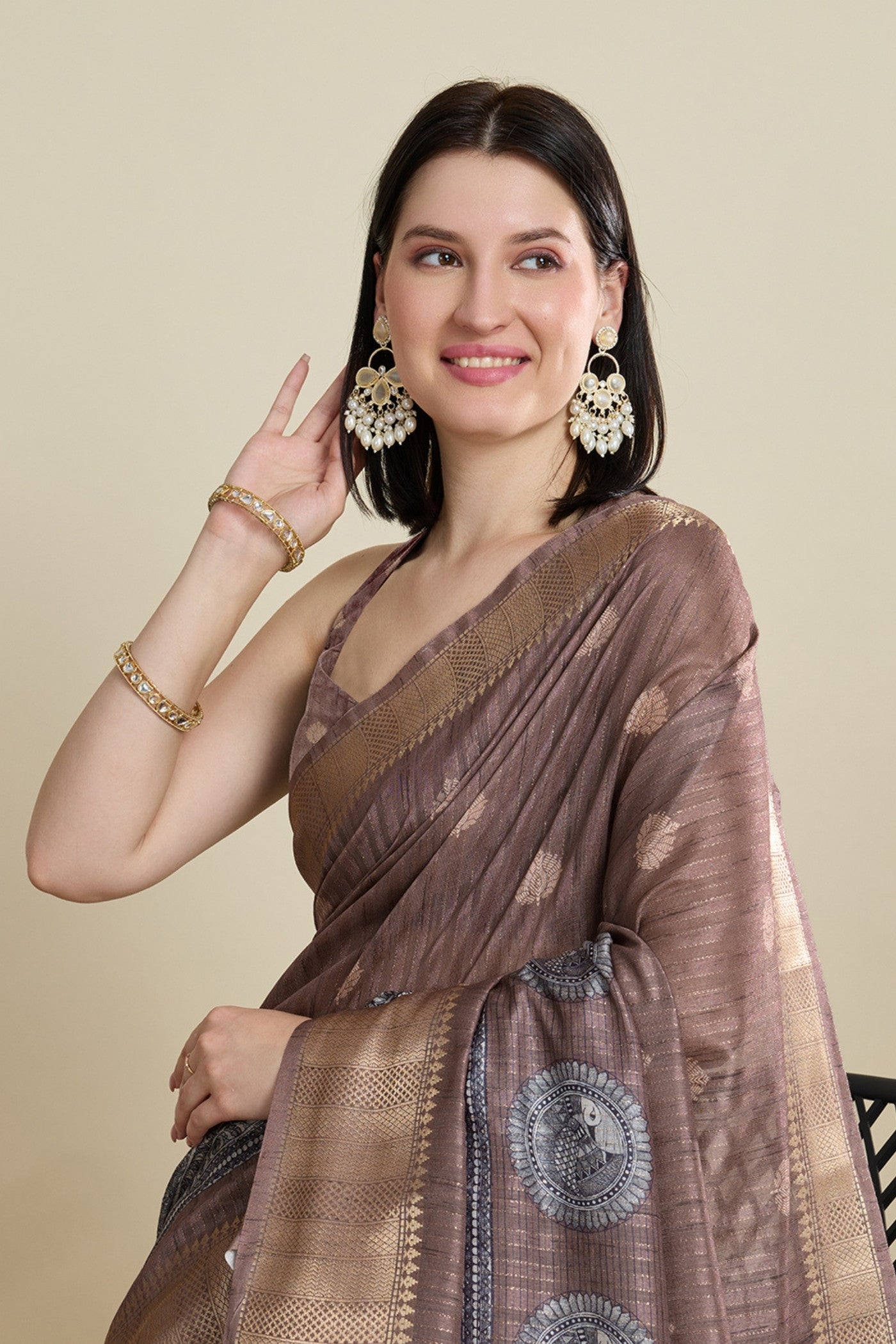MySilkLove Bole Brown Woven Cotton Saree