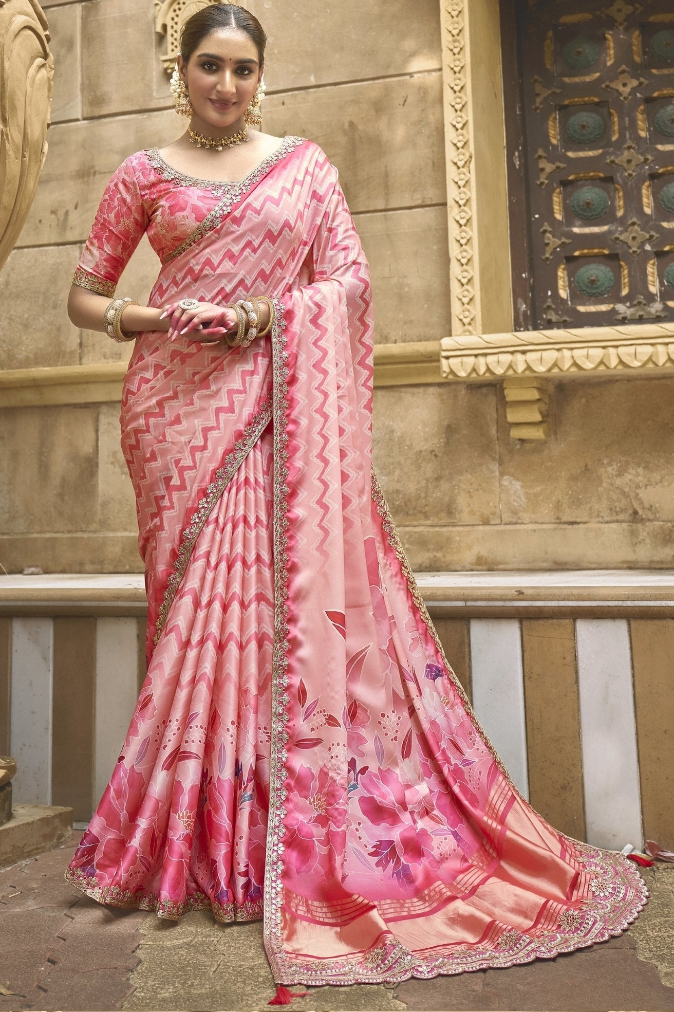 Buy MySilkLove Spanish Pink Banarasi Designer Saree Online