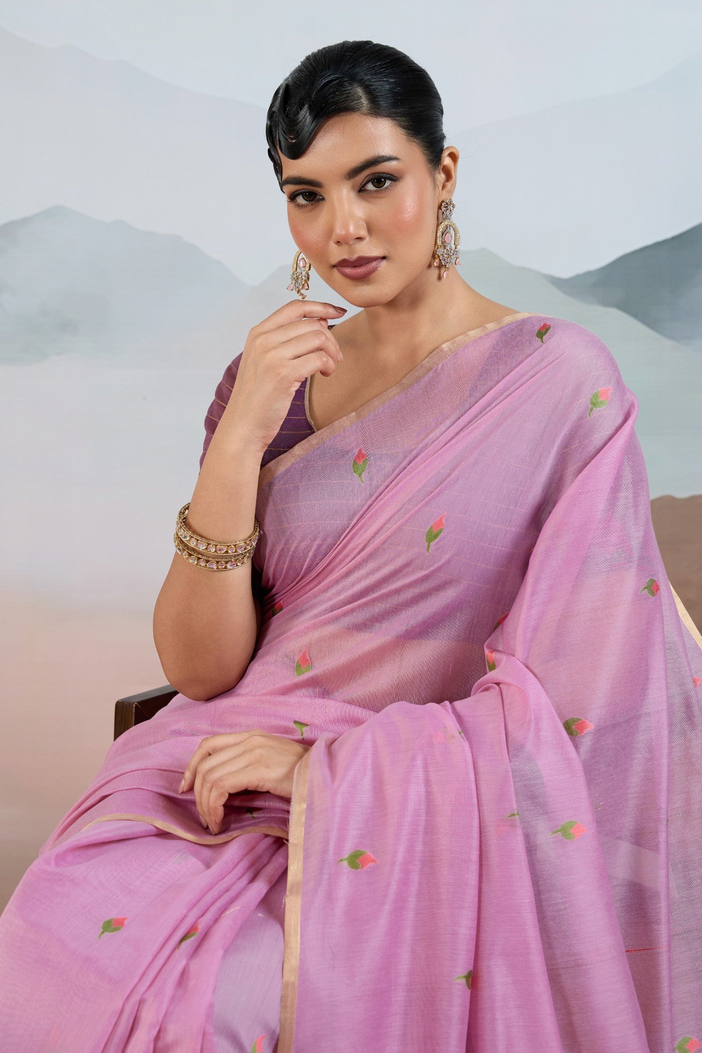 MySilkLove True Purple Cotton Handloom Pichwai Saree