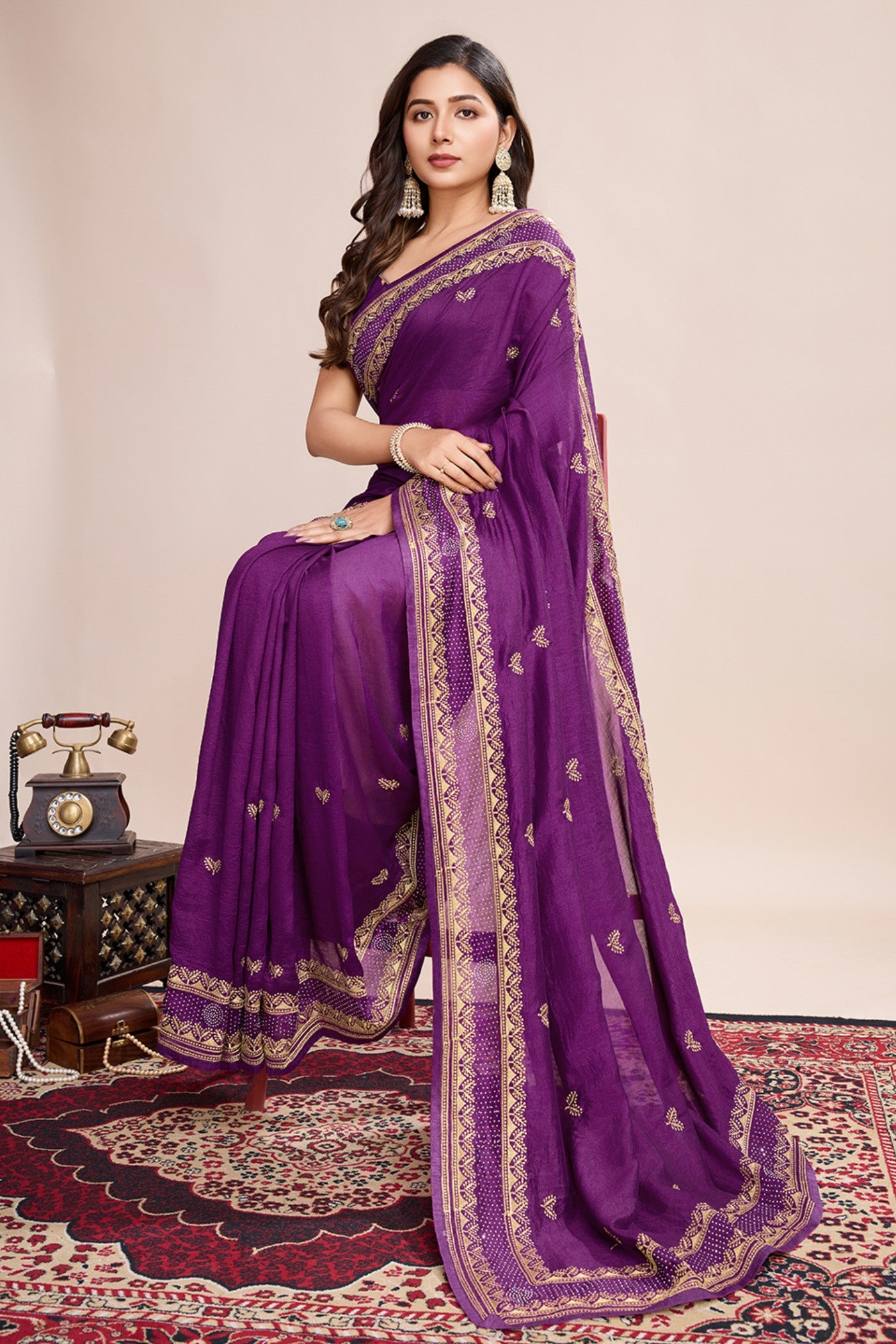Buy MySilkLove Eminence Purple Designer Partywear Saree Online