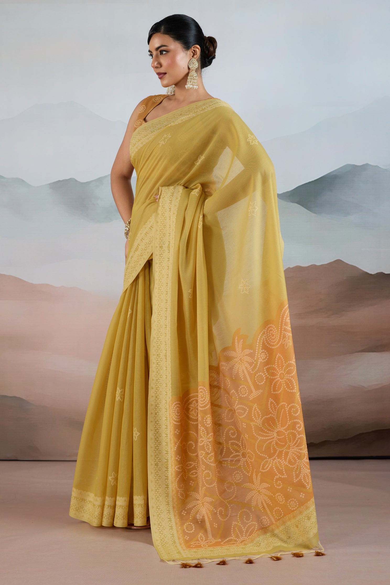 Buy MySilkLove Flax Yellow Handloom Cotton Saree Online
