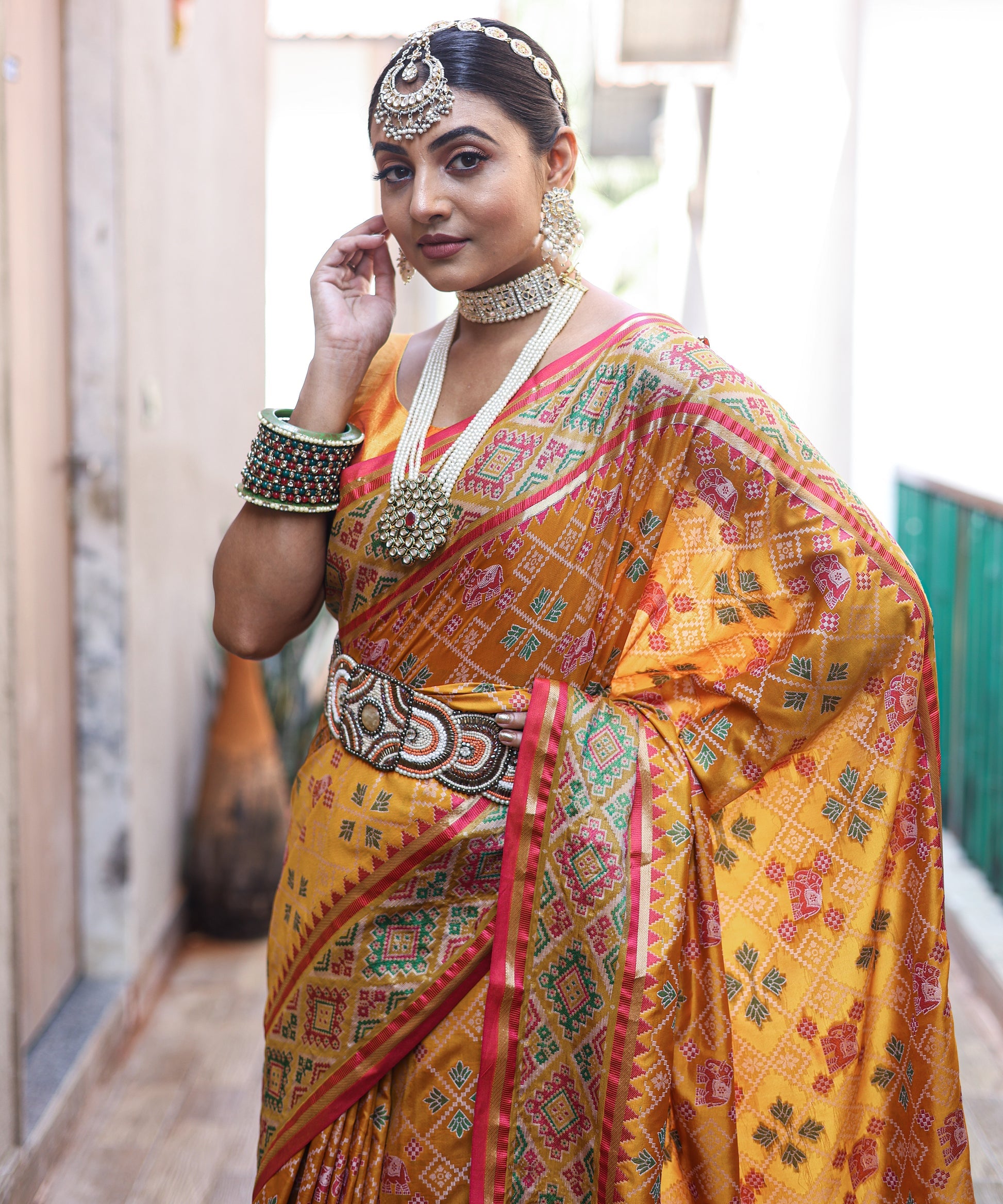 Buy MySilkLove Equator Yellow Woven Contrast Patola Silk Saree Online