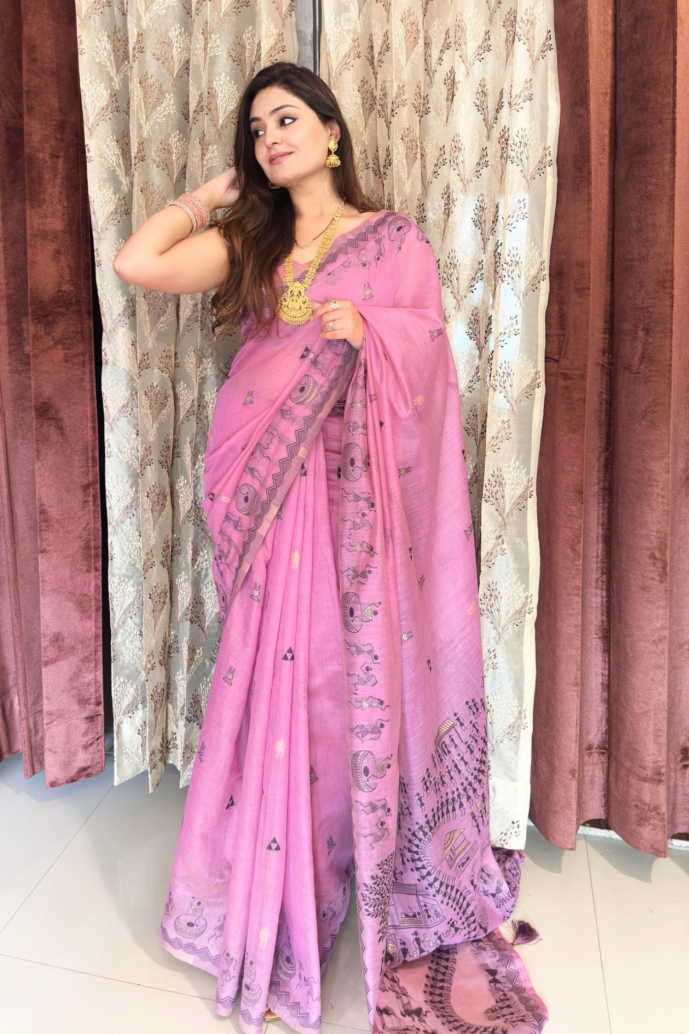 Buy MySilkLove Thistle Purple Woven Modal Cotton Saree Online