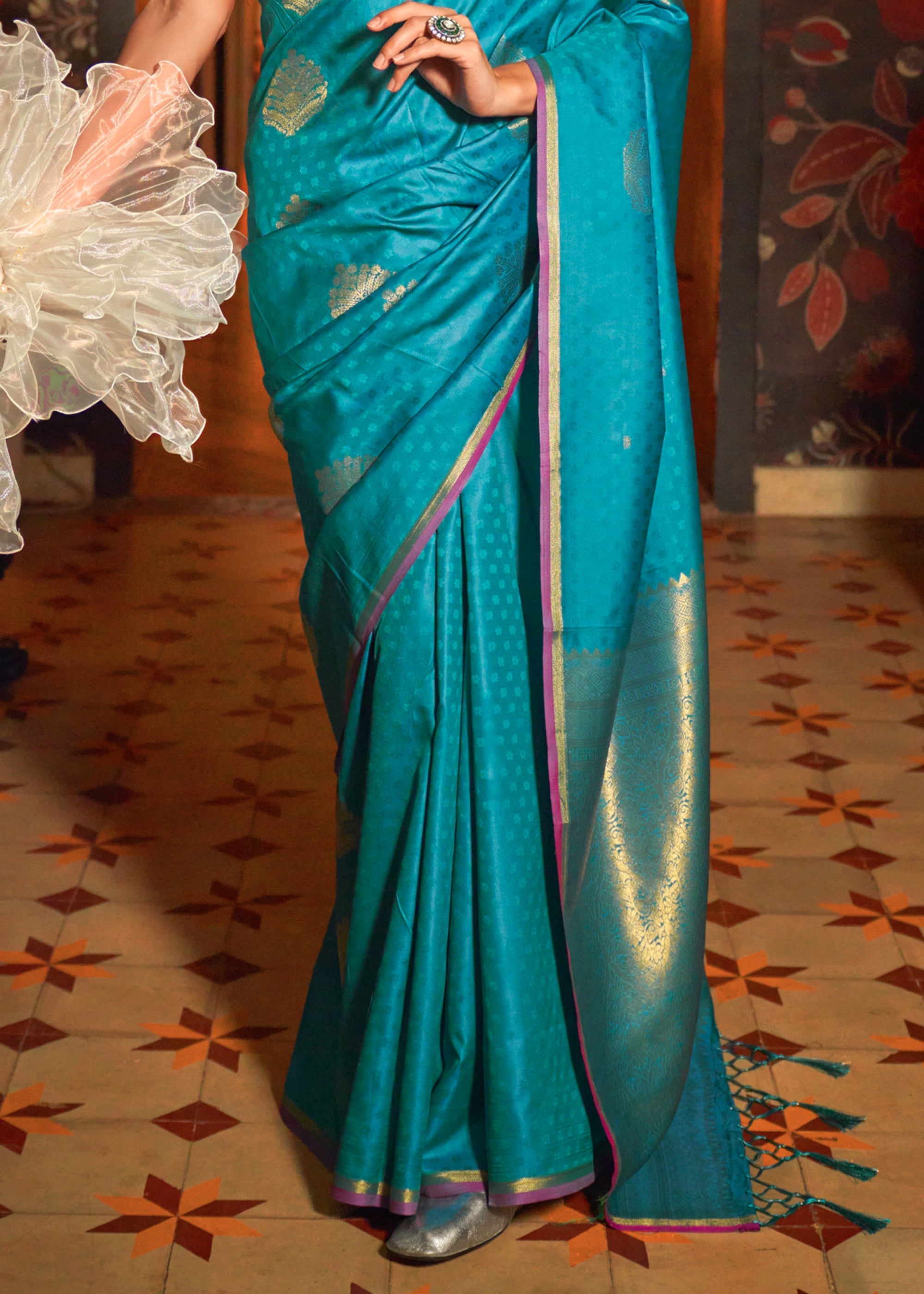 Buy MySilkLove Winter Blue Handloom Banarasi Saree Online