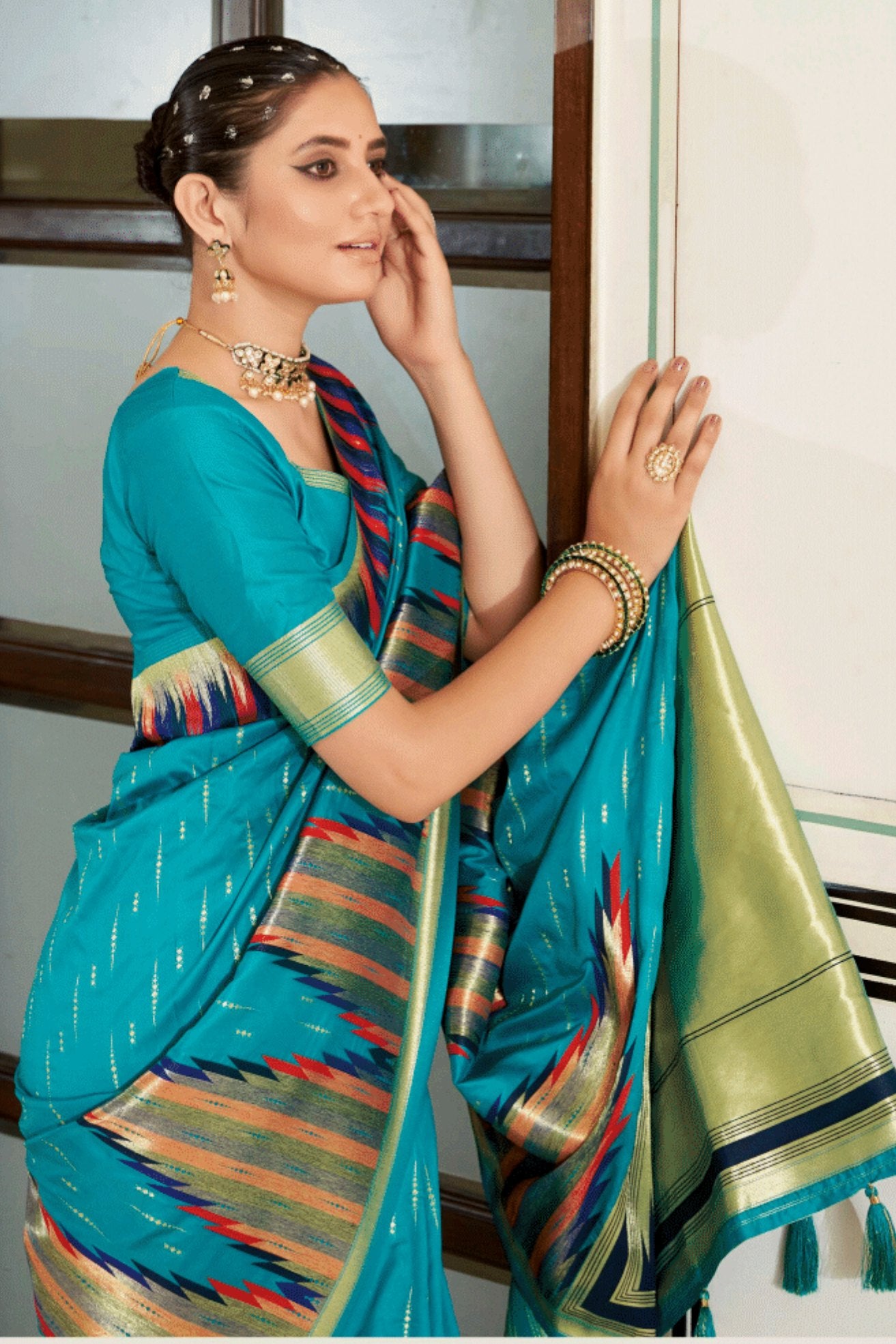 Buy MySilkLove Deep Cerulean Blue Woven Tussar Silk Saree Online