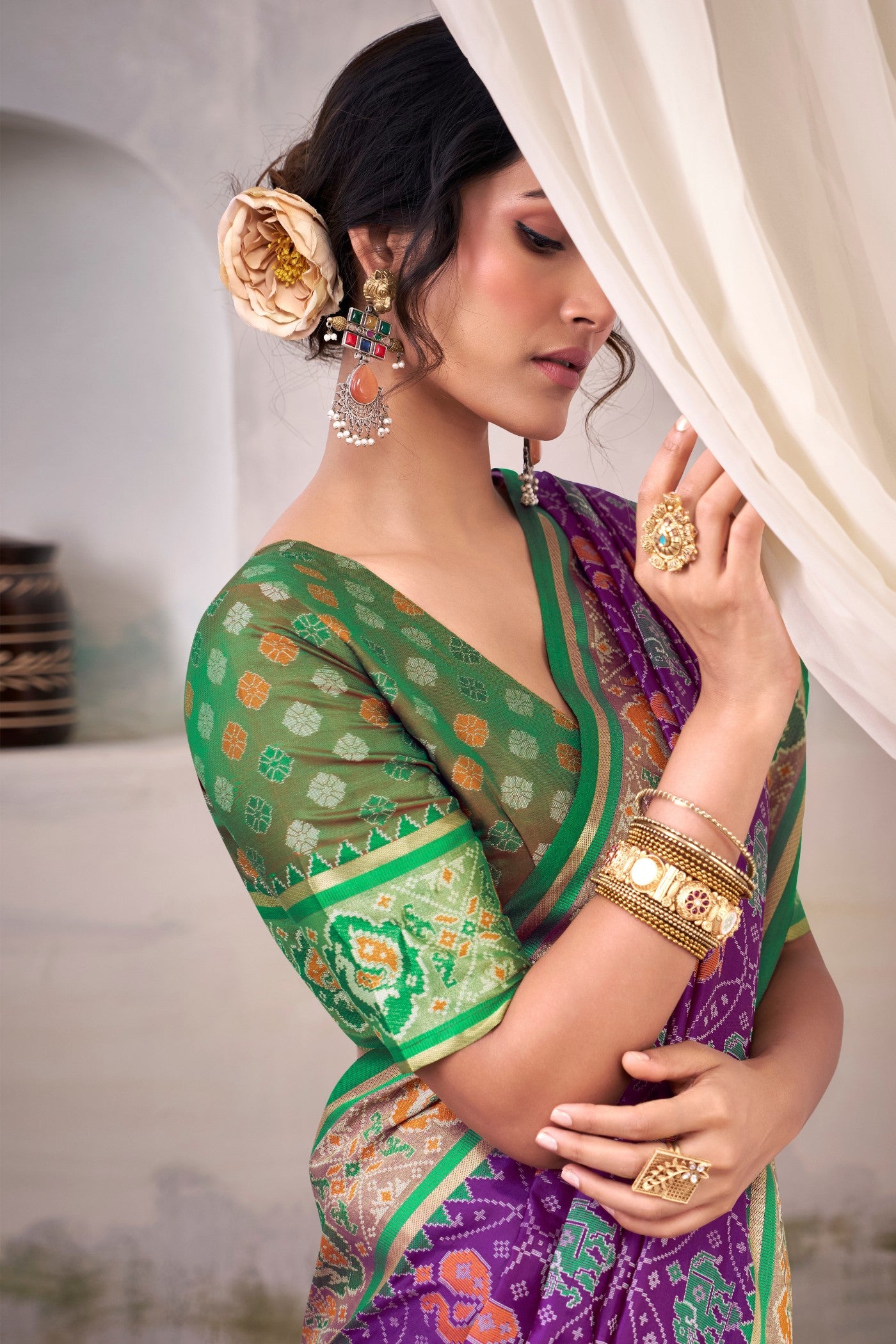 MySilkLove Topaz Purple Woven Patola Silk Saree