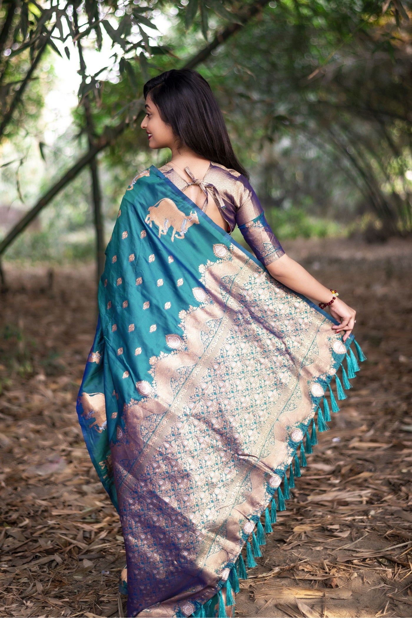 Buy MySilkLove Force Blue Woven Banarasi Saree Online