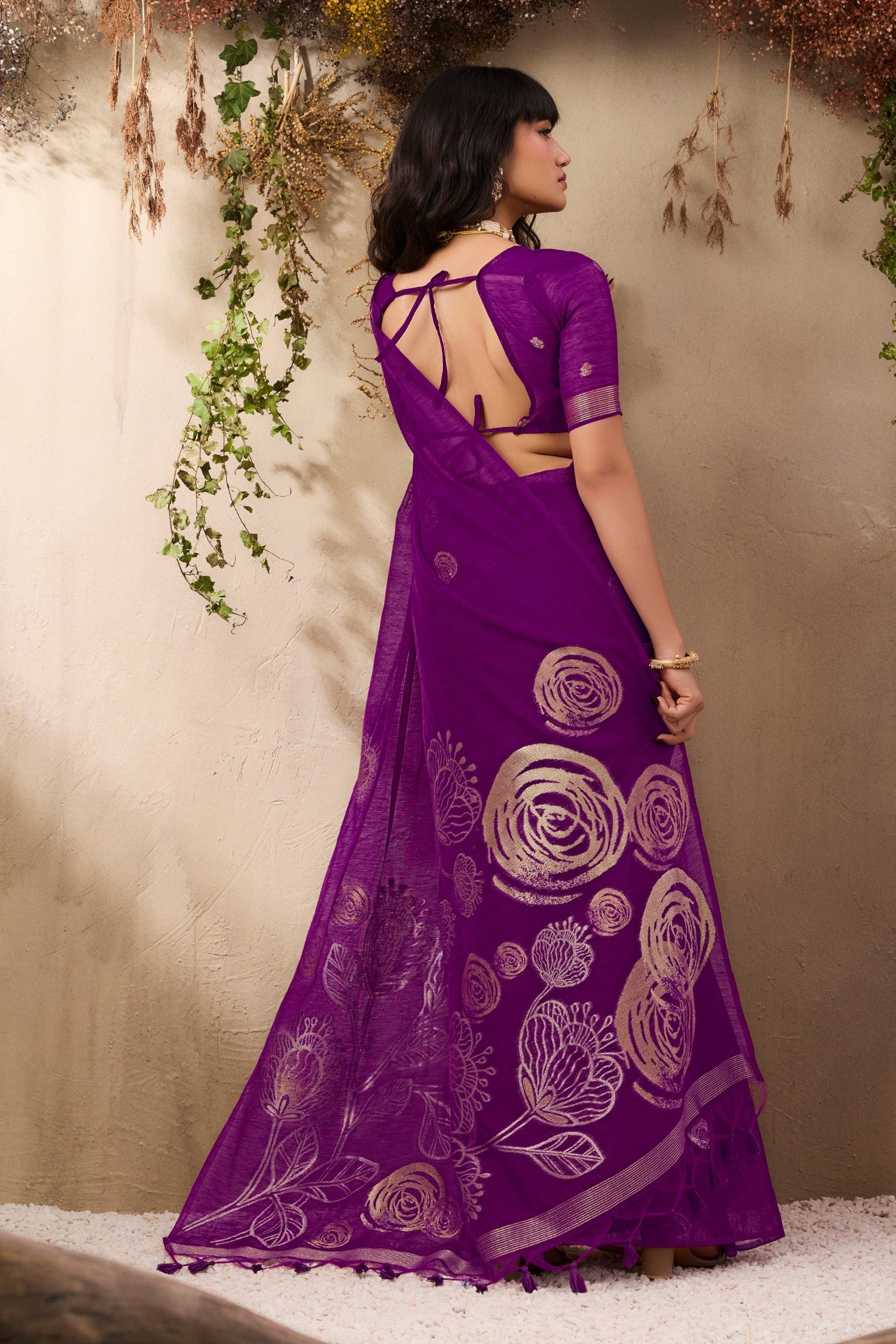 Buy MySilkLove Heliotrope Purple Munga Handloom Cotton Saree Online