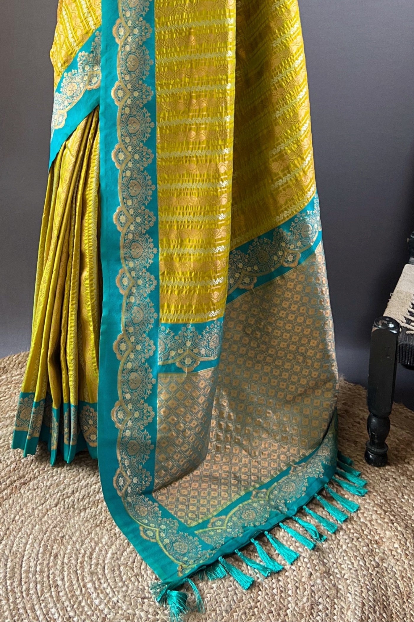 Buy MySilkLove Lemon Ginger Green Zari Woven Banarasi Saree Online