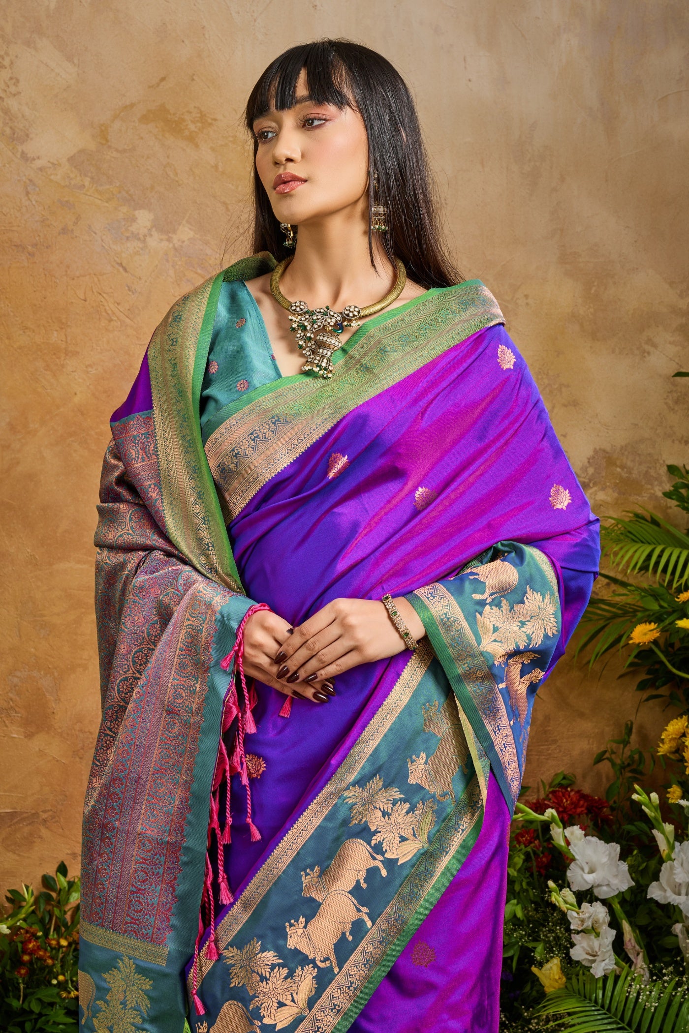 MySilkLove Fuchsia Purple Banarasi Handloom Pichwai Saree