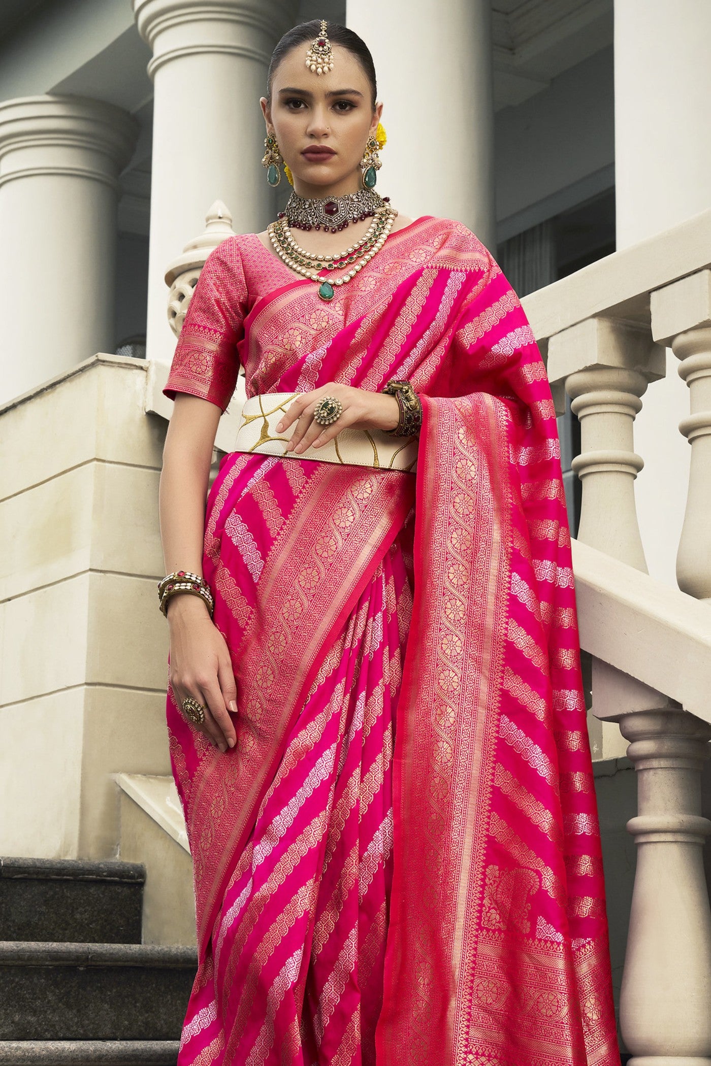 MySilkLove Chestnut Rose Pink Woven Banarasi Saree