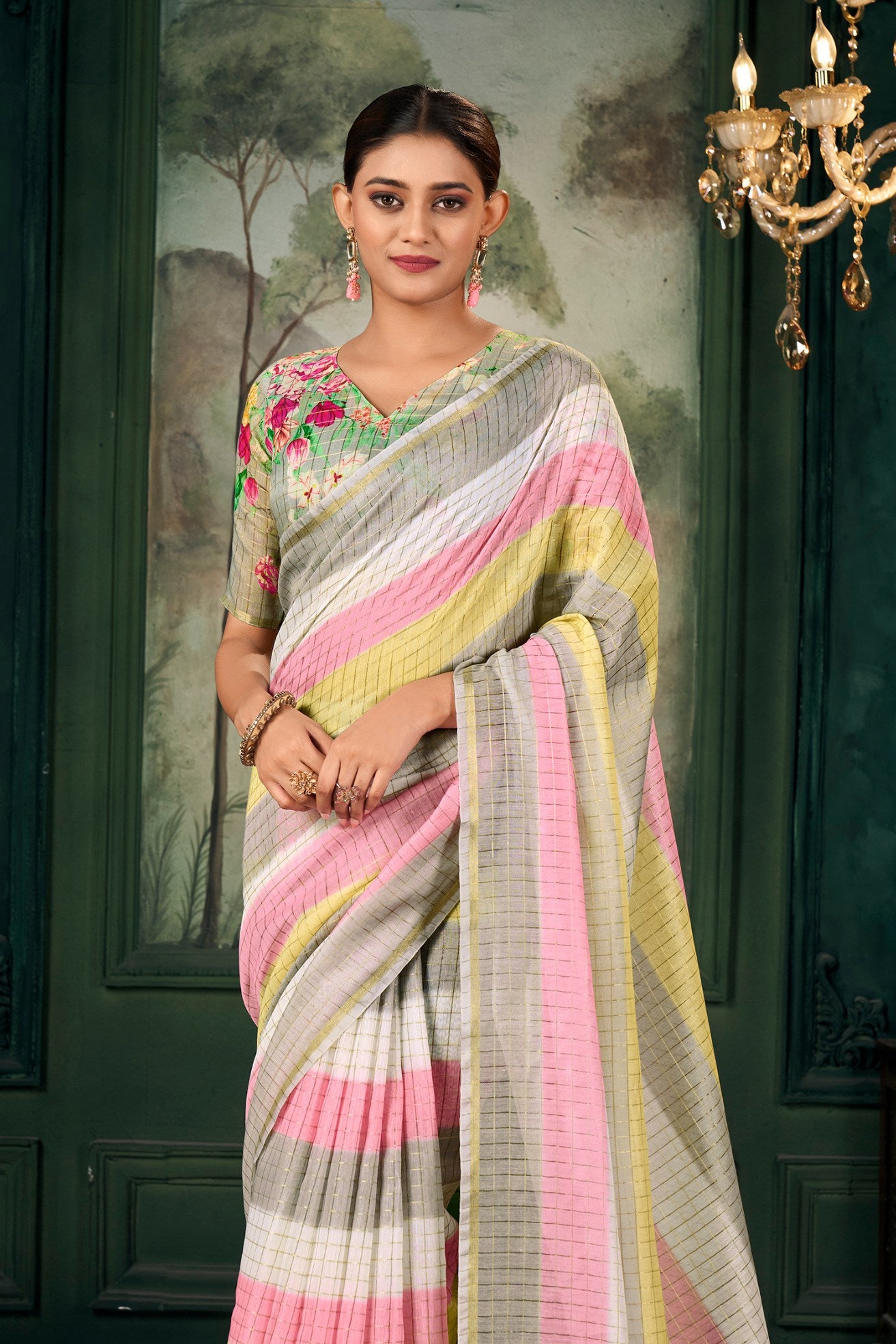 Buy MySilkLove Mauvelous Pink Chanderi Linen Saree Online