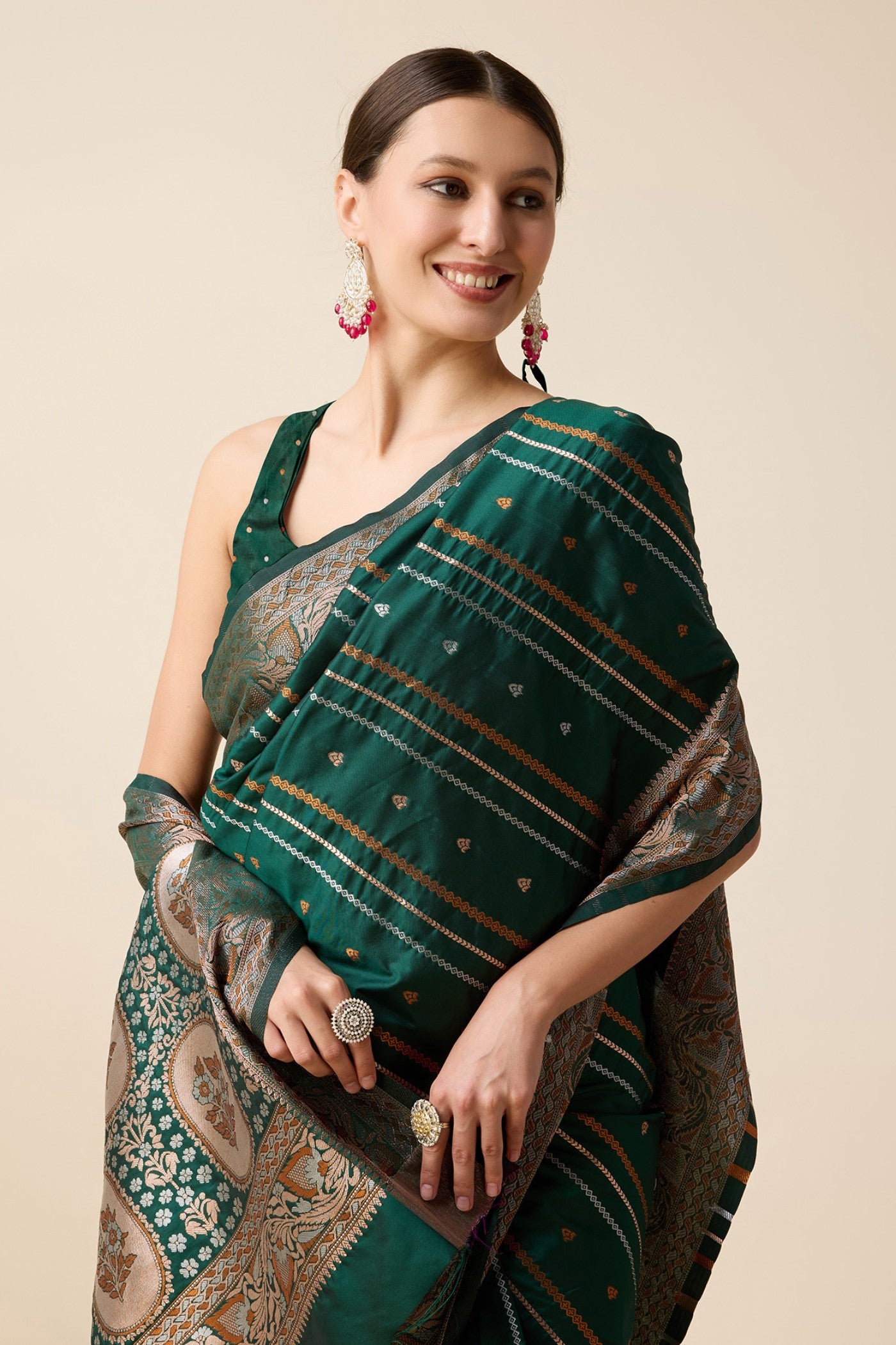 MySilkLove Kelly Green Zari Woven Banarasi Saree