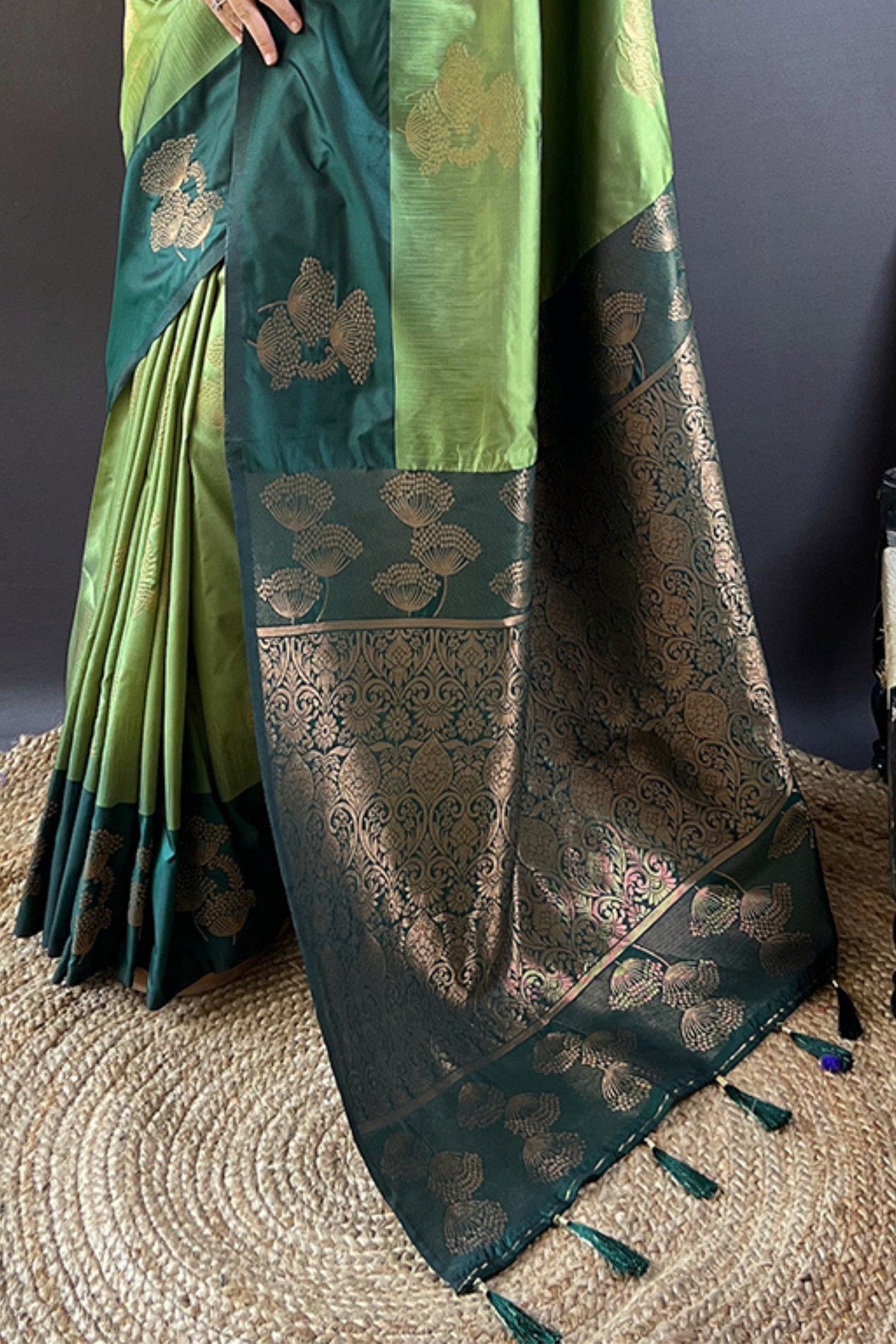 Buy MySilkLove Green Smoke Woven Banarasi Saree Online