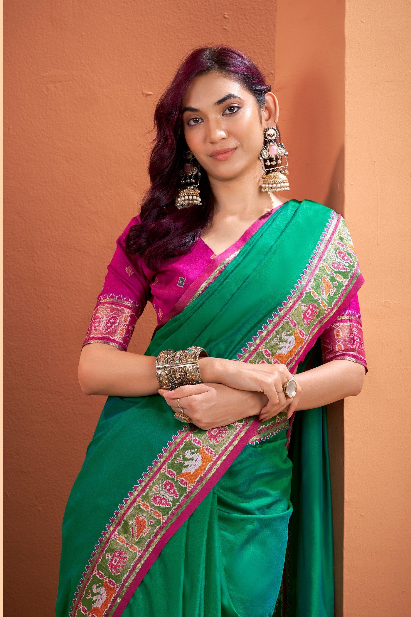 MySilkLove Forrest Green Woven Banarasi Patola Silk Saree