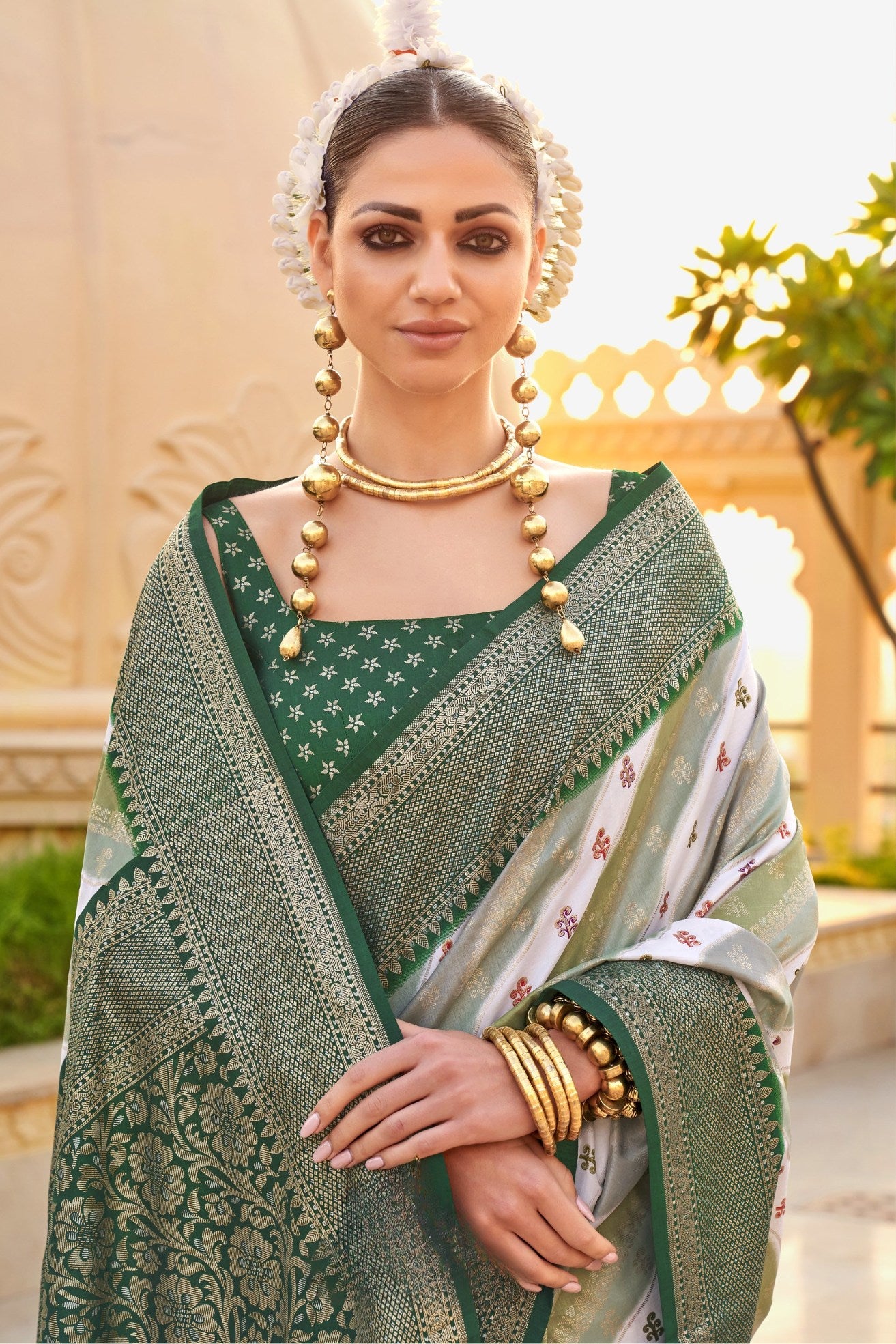 Buy MySilkLove Granite Green Woven Patola Printed Silk Saree Online