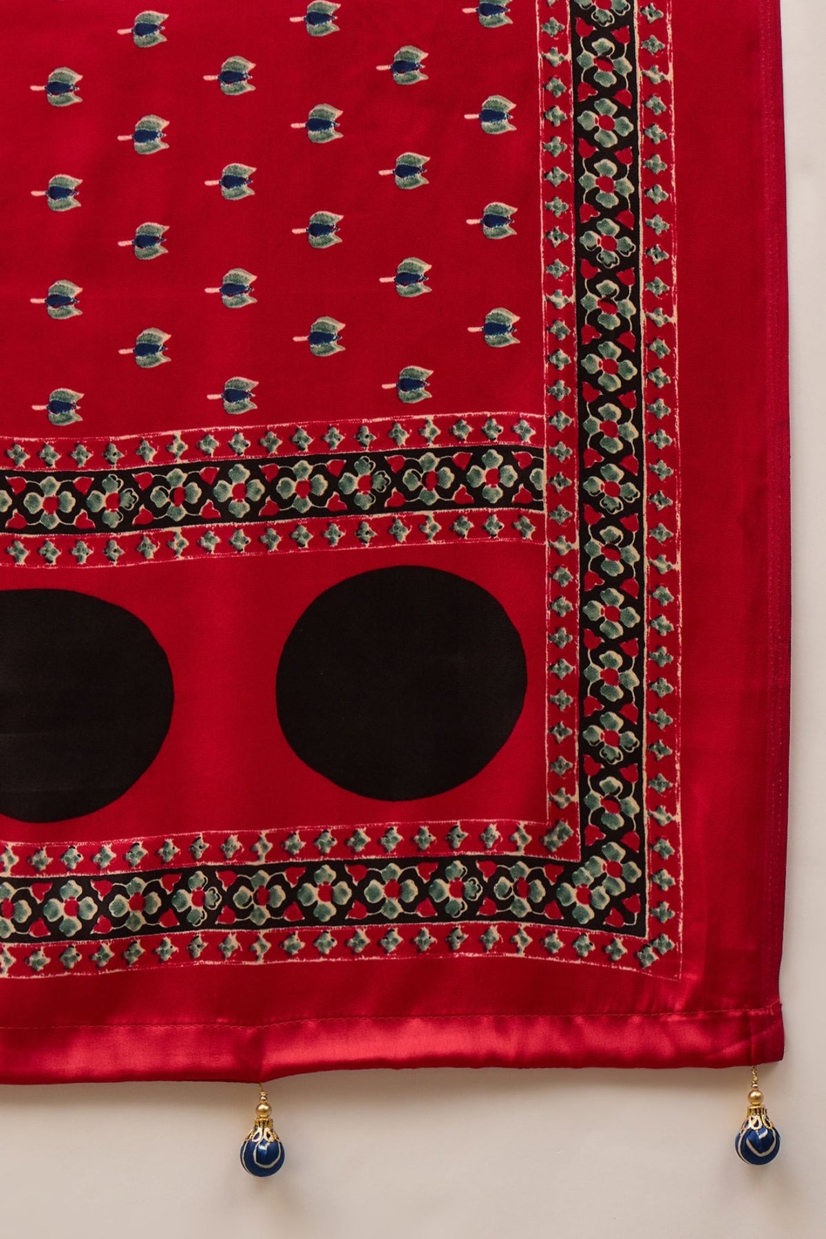 Buy MySilkLove Vermilion Red and Blue Modal Satin Printed Silk Saree Online