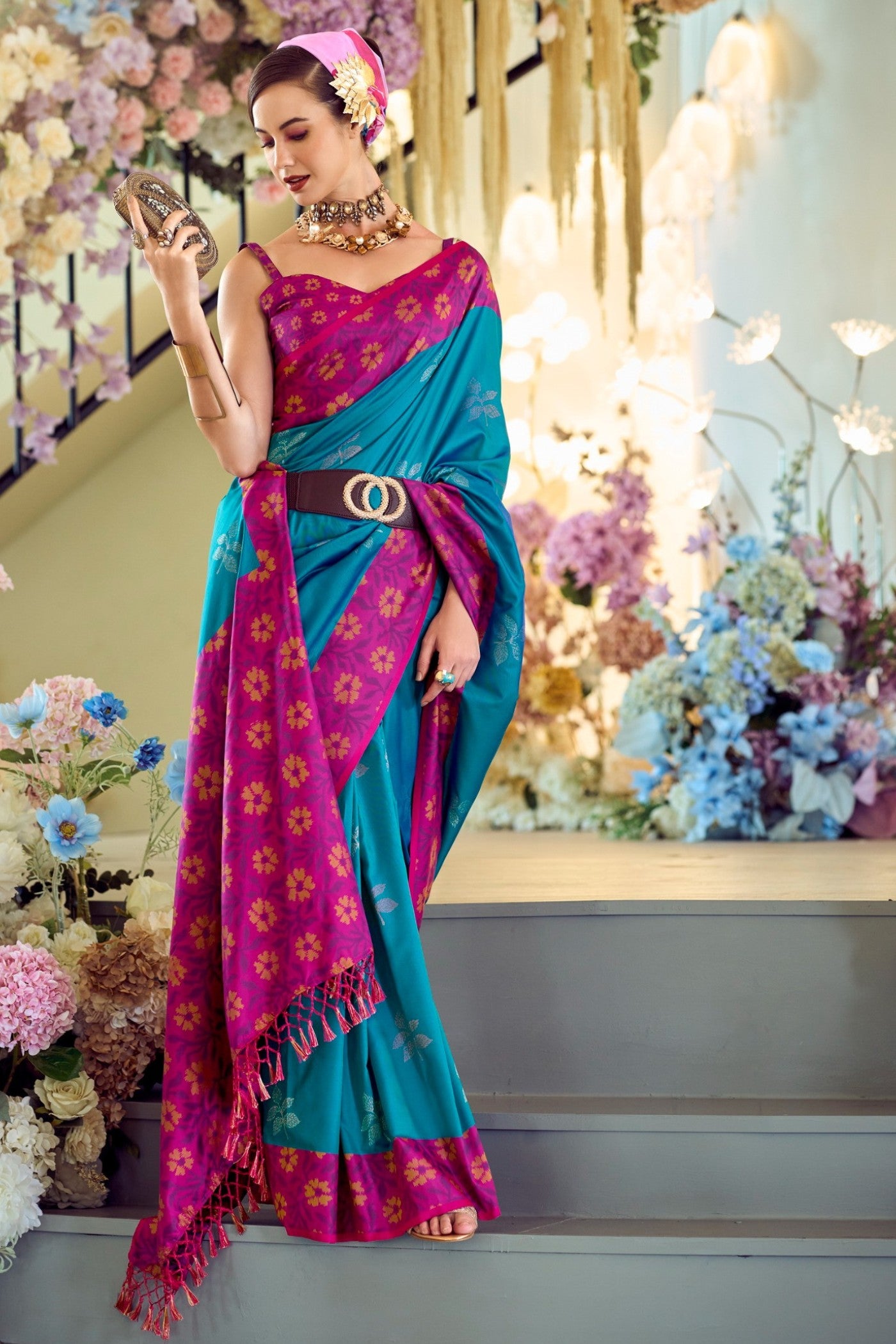 Buy MySilkLove Chathams Blue Woven Banarasi Saree Online