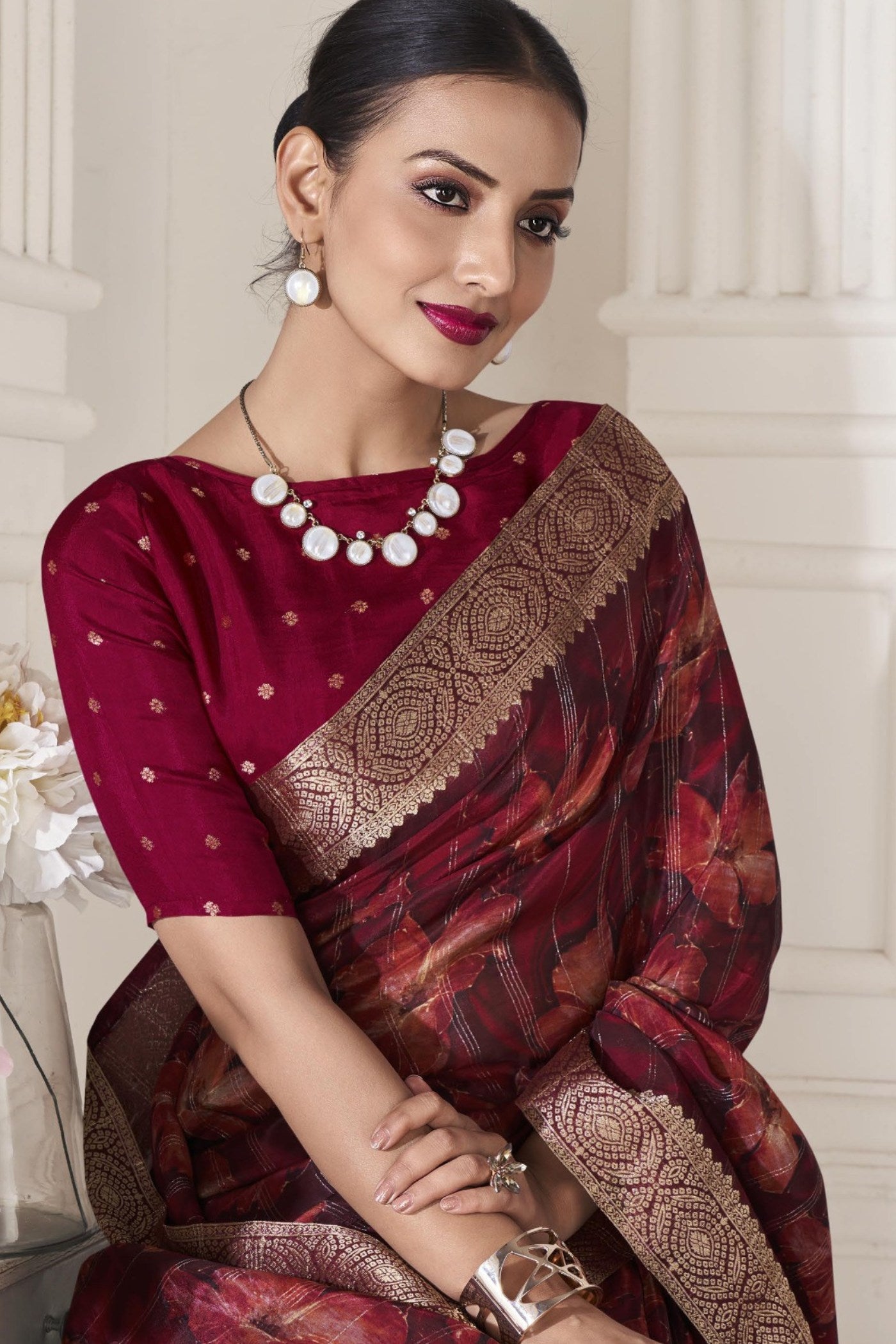 Buy MySilkLove Espresso Brown Banarasi Silk Saree Online