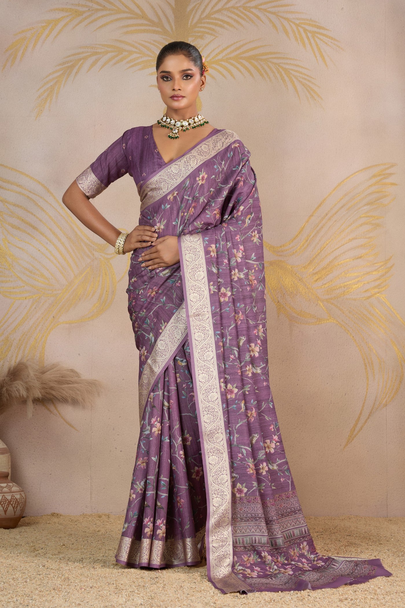 Buy MySilkLove Imperial Purple Viscose Digital Printed Saree Online