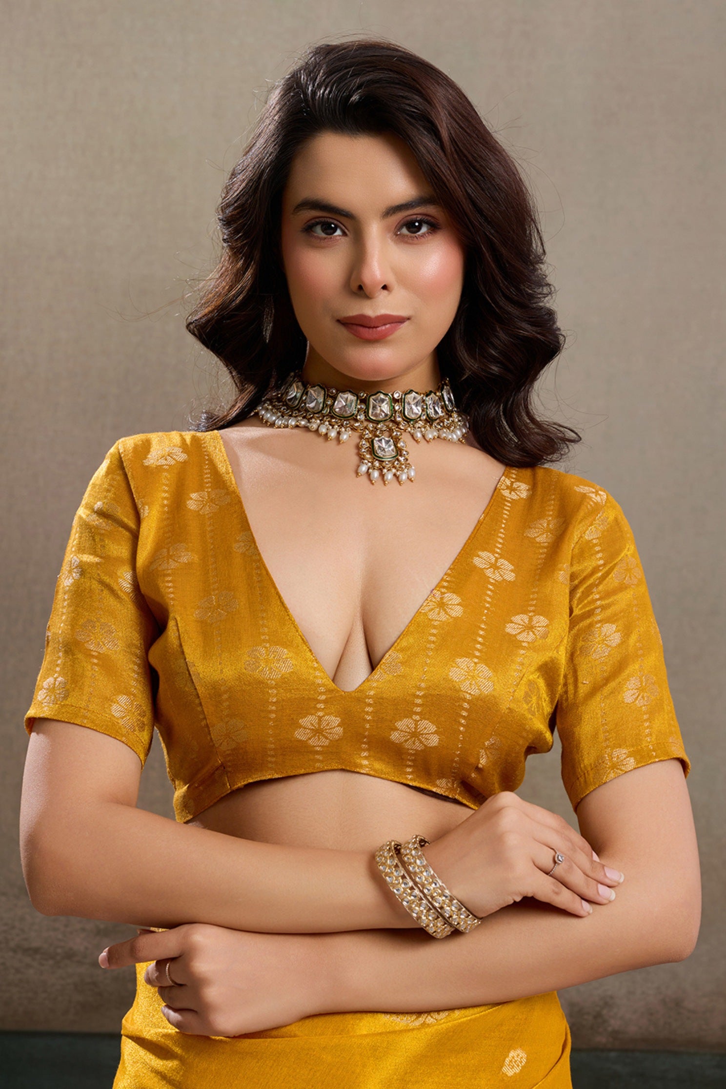 Buy MySilkLove Canary Yellow Woven Tissue Saree Online