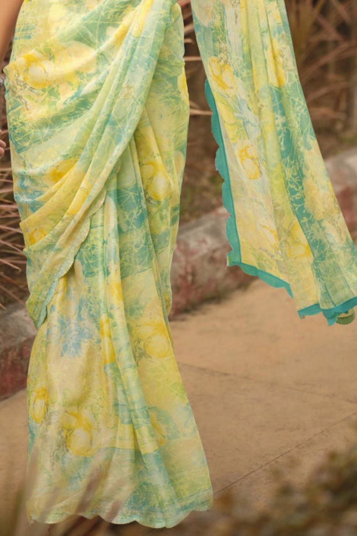 Buy MySilkLove Sapling Green Barasso Printed Saree Online