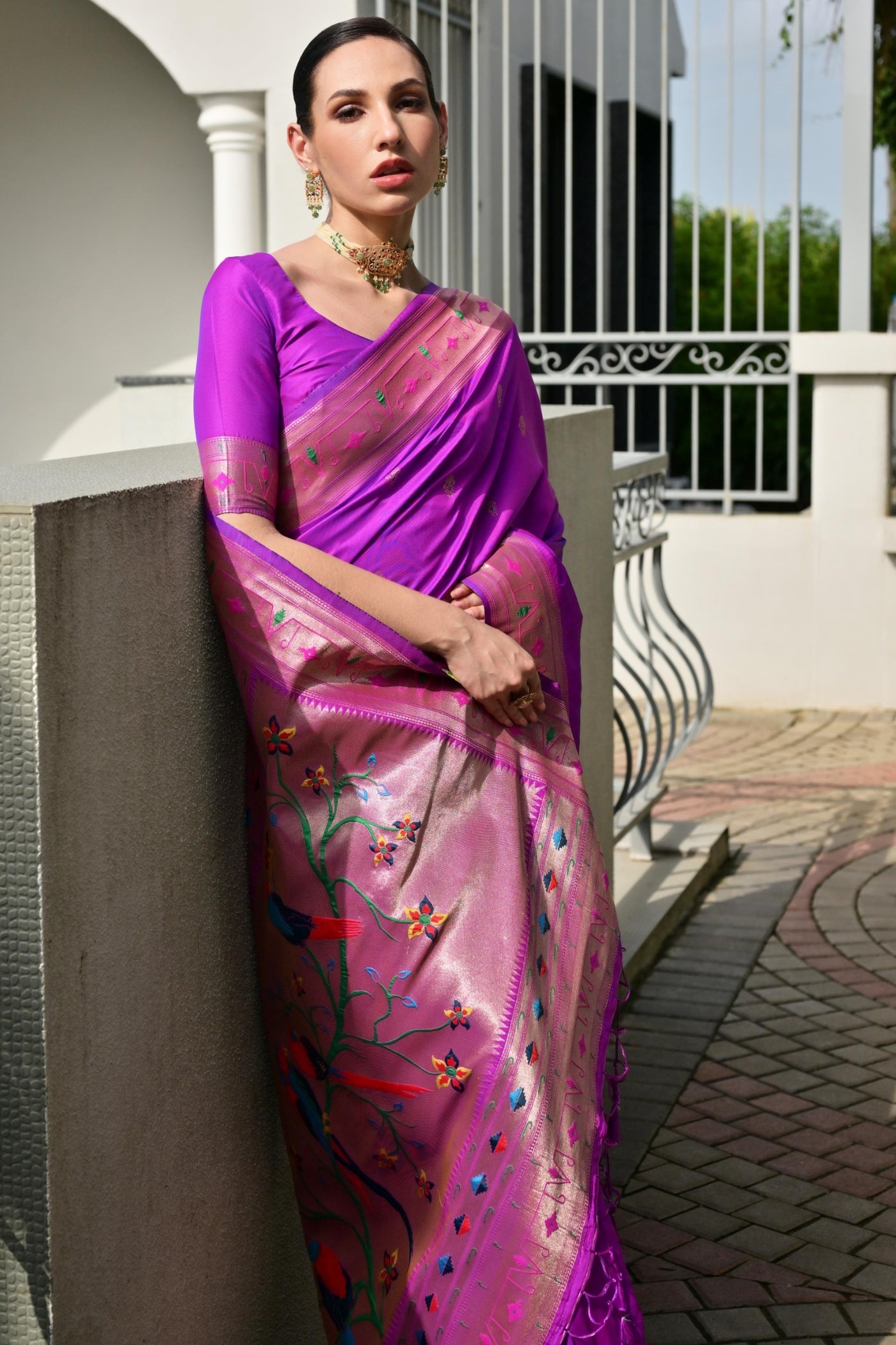 MySilkLove Hyacinth Purple Woven Paithani Saree