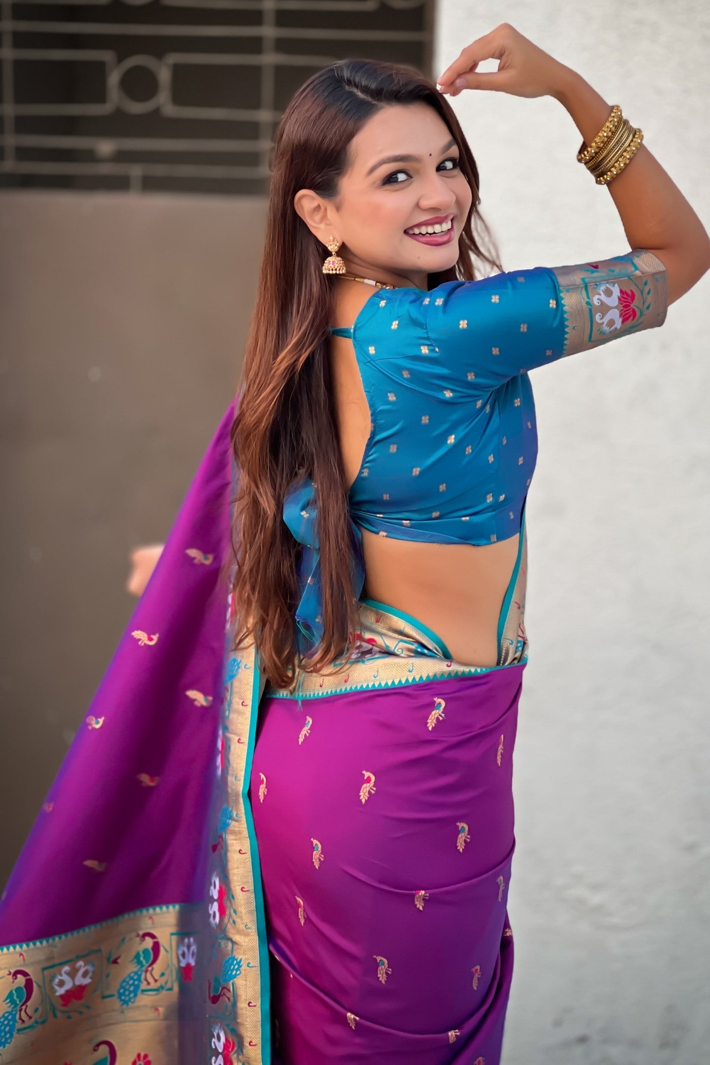 Buy MySilkLove Eggplant Purple Zari Woven Paithani Saree Online