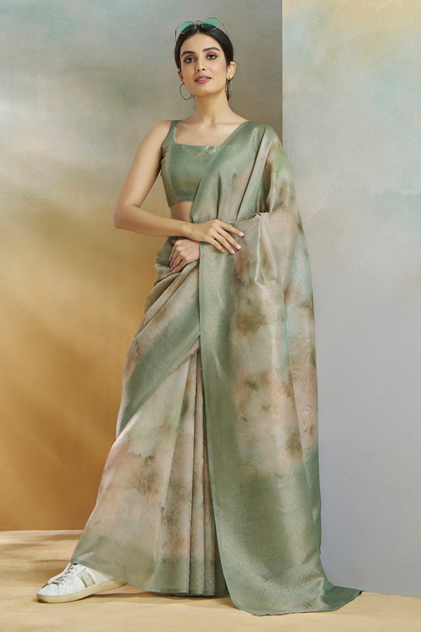 Buy MySilkLove Soya Bean Green Banarasi Handloom Saree Online