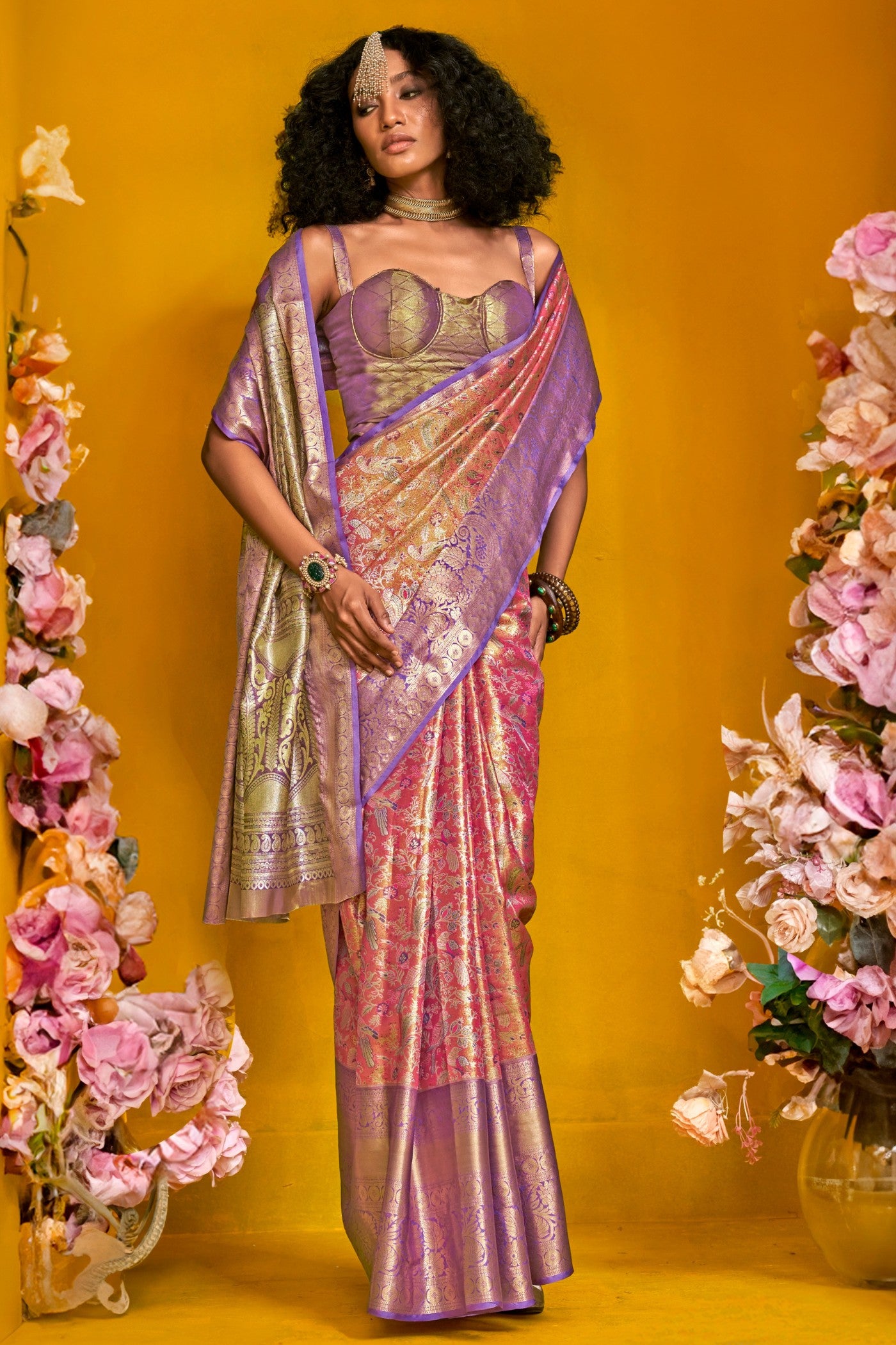 Buy MySilkLove Apple Blossom Pink Handloom Kanjivaram Saree Online