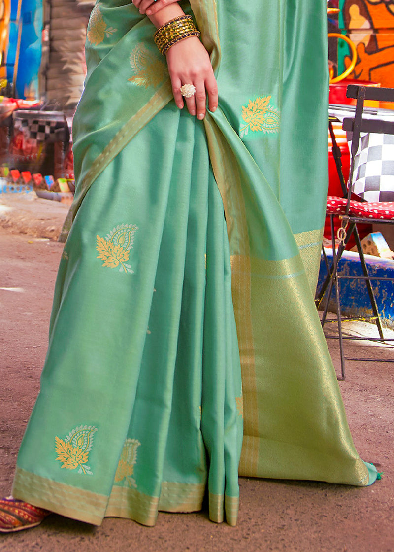 Buy Pastel Green Woven Silk Saree With Free Size Blouse,handmade Saree for  Women's Beautiful Designer Saree Wedding Saree Jacquard Saree Online in  India - Etsy