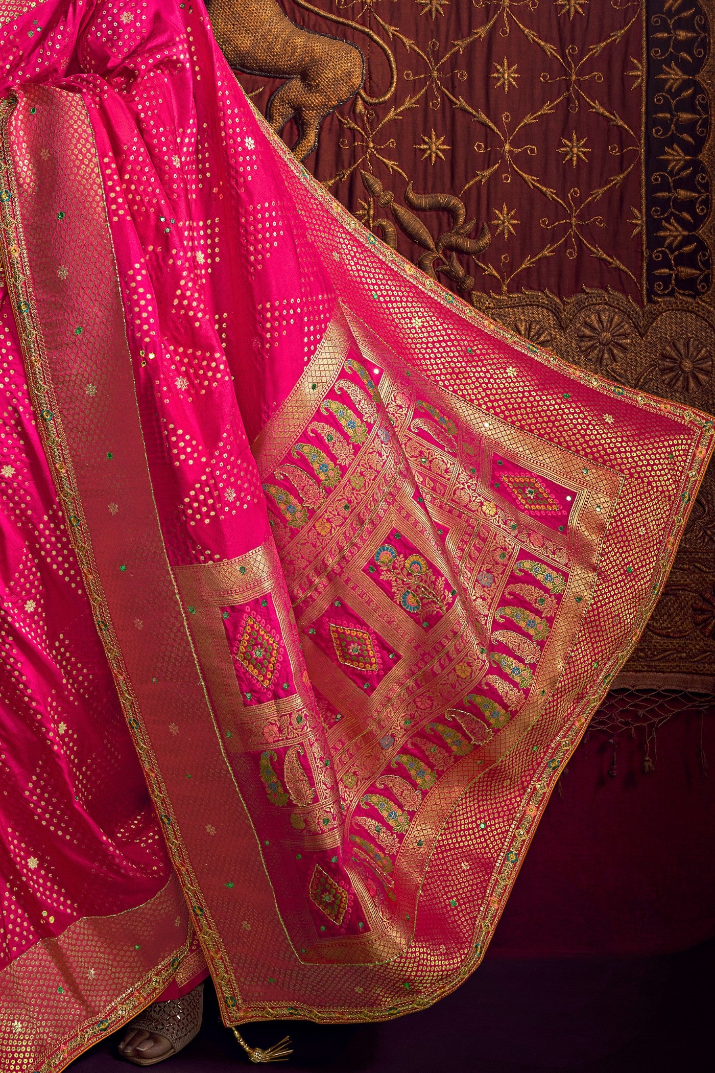 Buy MySilkLove Cabaret Pink Designer Banarasi Dola Silk Saree Online