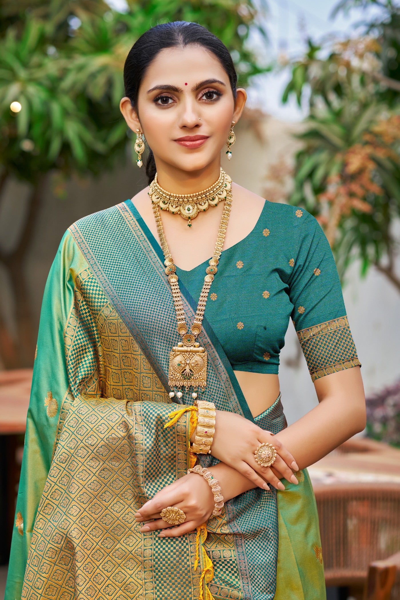 Buy MySilkLove Sage Green Woven Banarasi Saree Online
