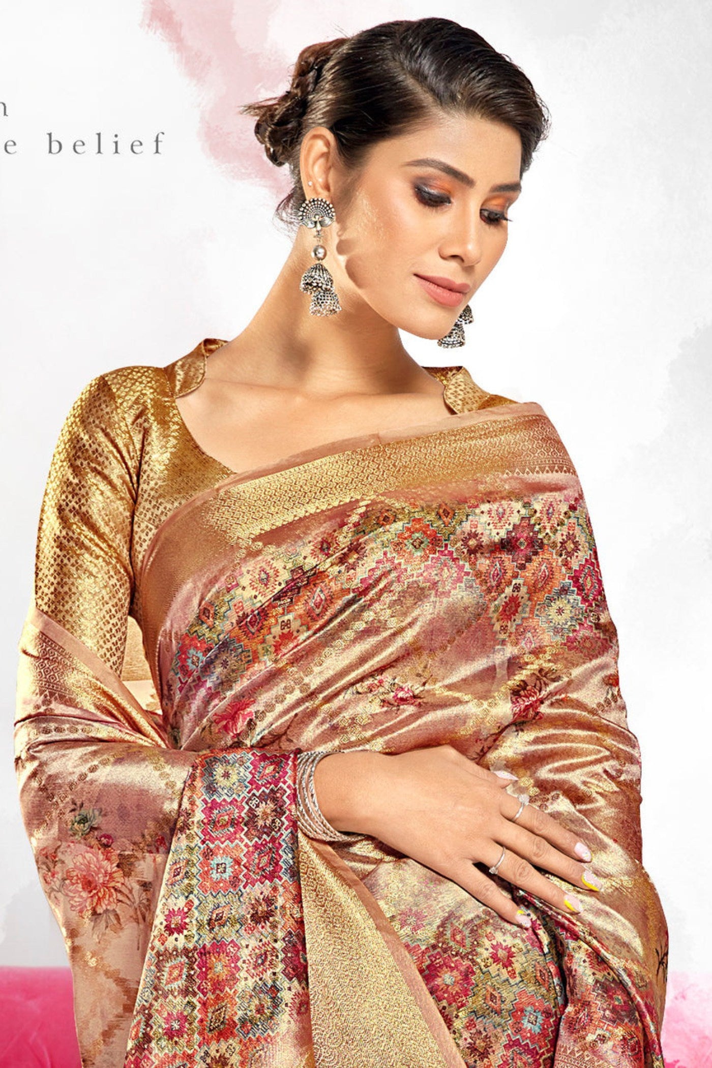 Buy MySilkLove Pastel Purple Digital Printed Banarasi Saree Online