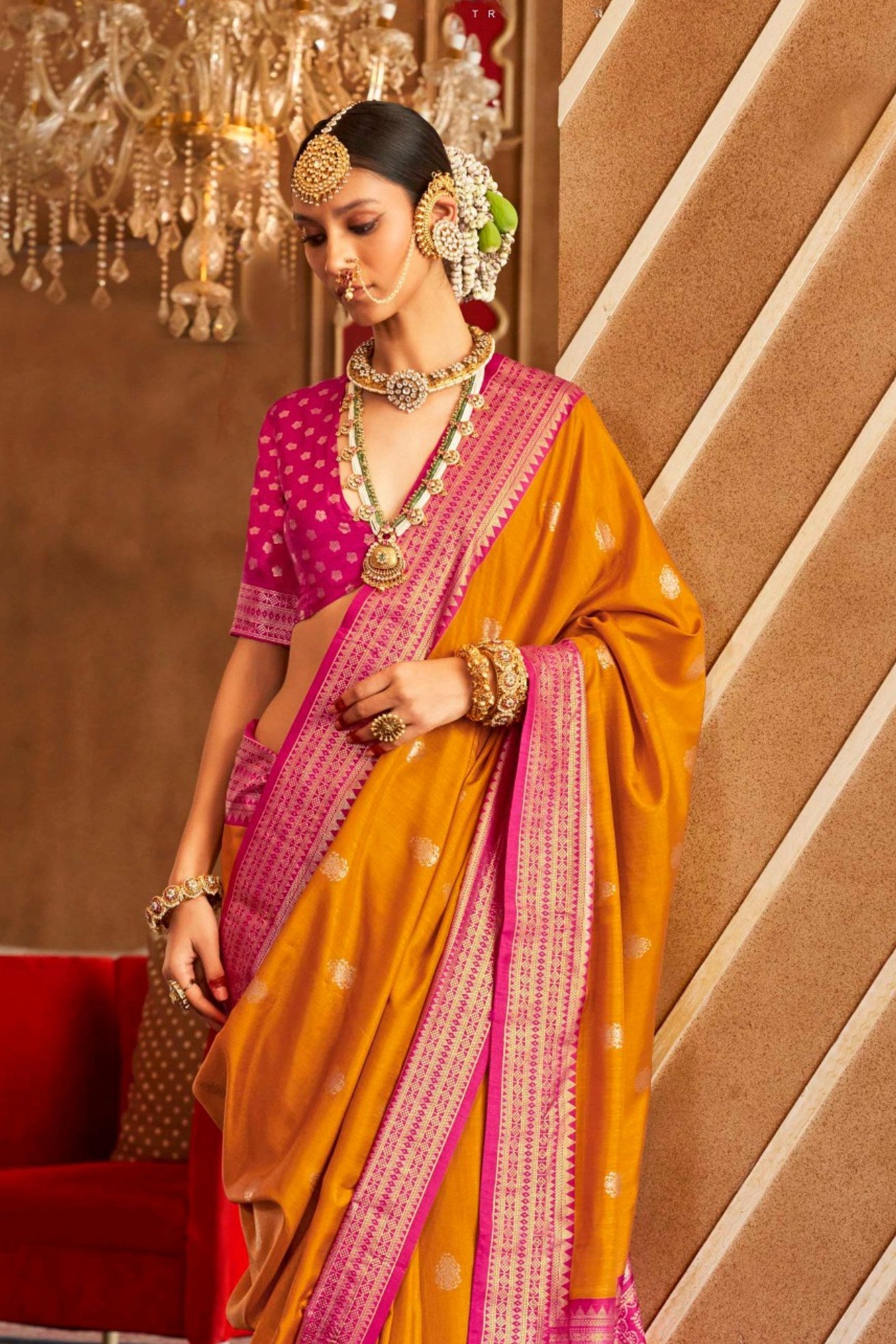 Buy MySilkLove Bright Sun Yellow Printed Patola Saree Online