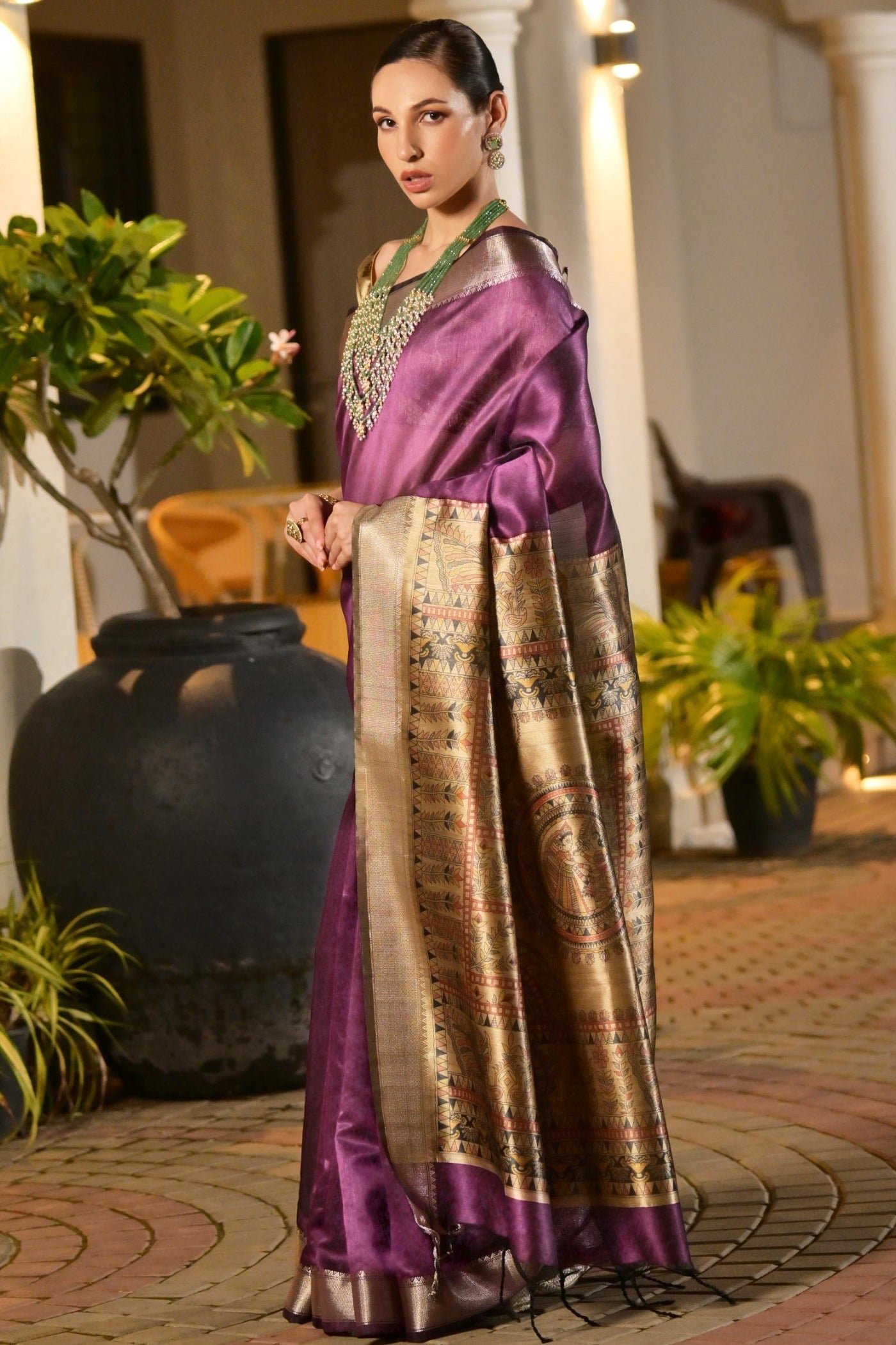 Buy MySilkLove Lilac Purple Tussar Silk Saree Online