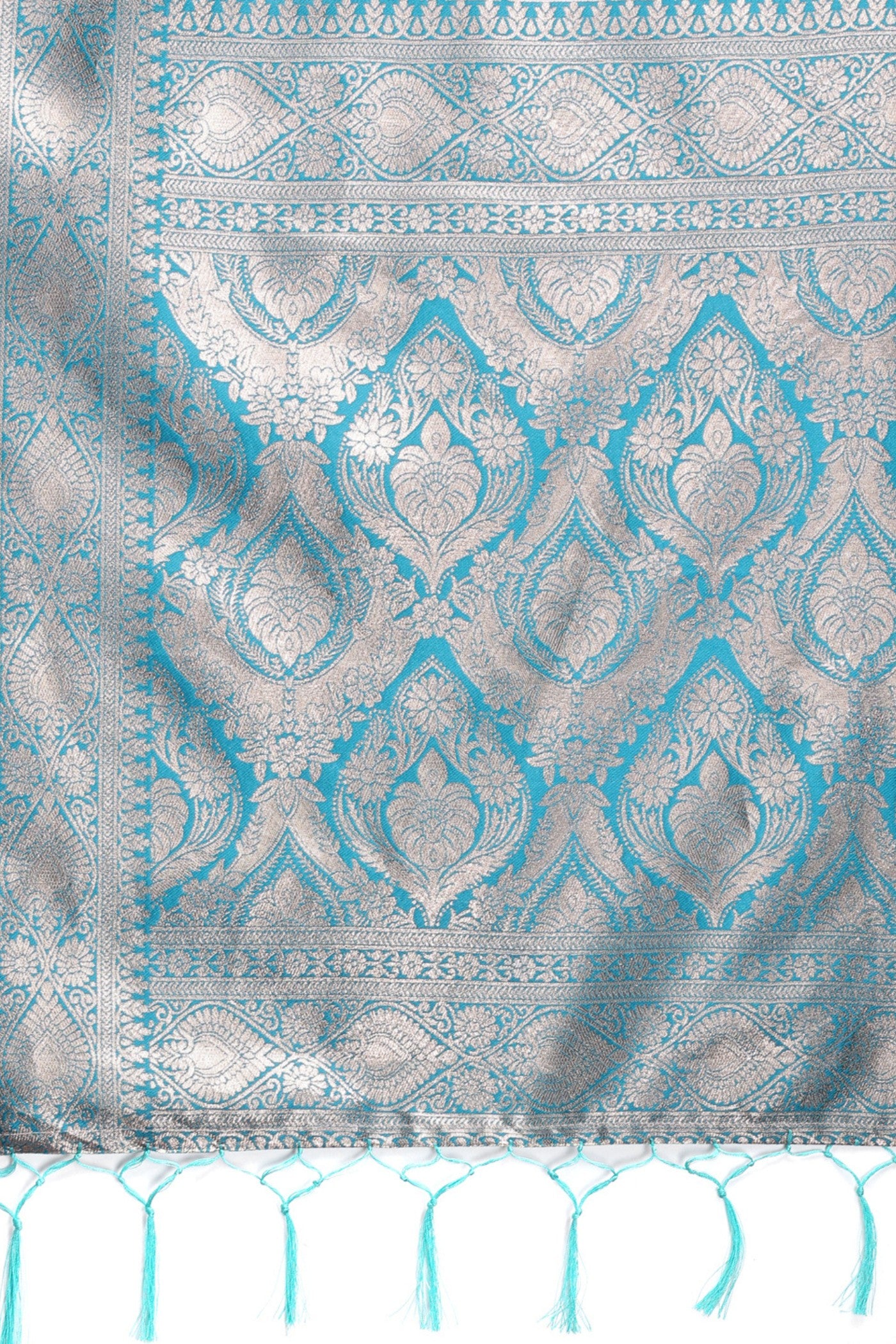 Buy MySilkLove Capri Blue and White Linen Cotton Saree Online
