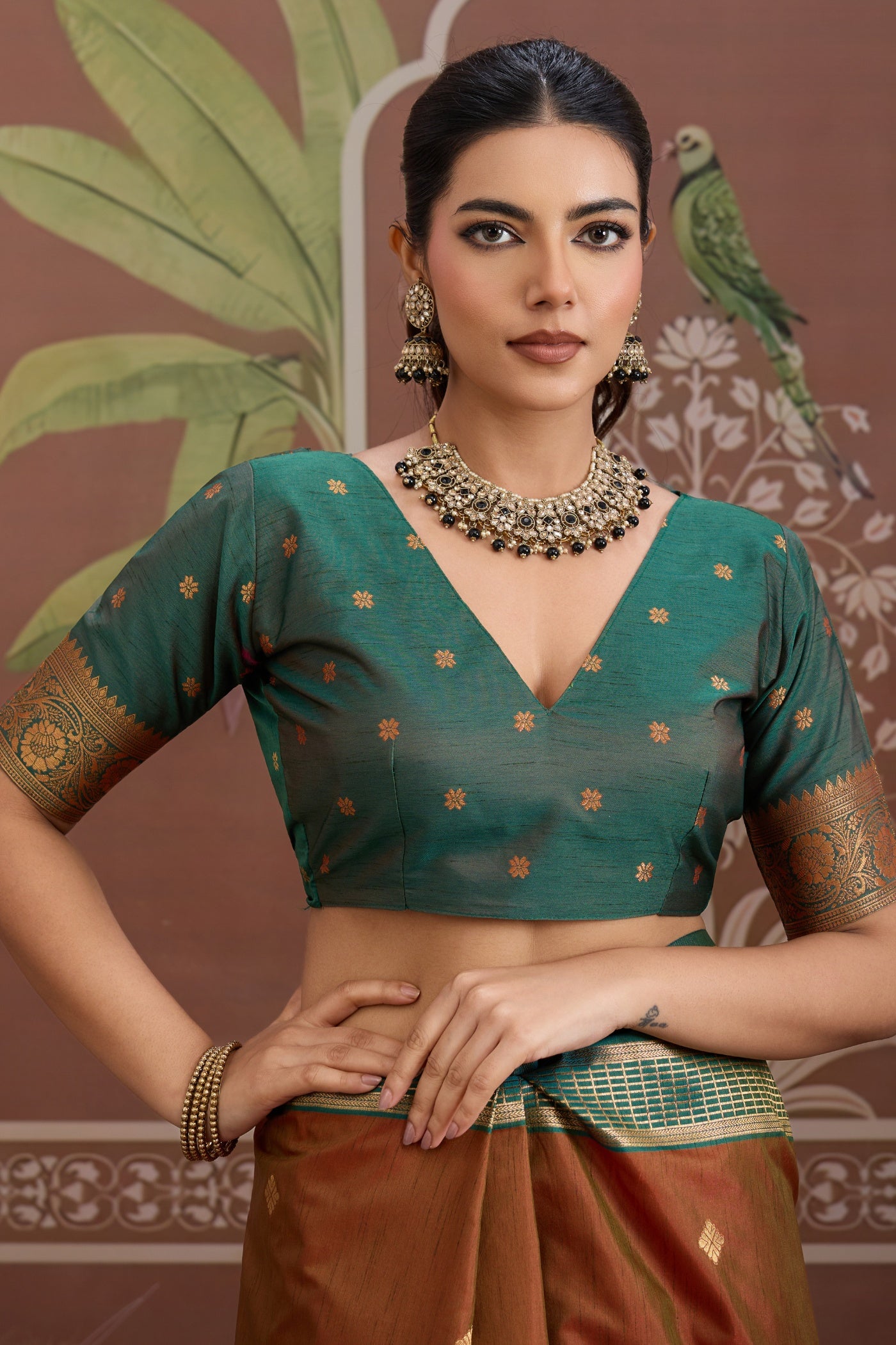 Buy MySilkLove Mahogany Brown Handloom Tussar Silk Saree Online