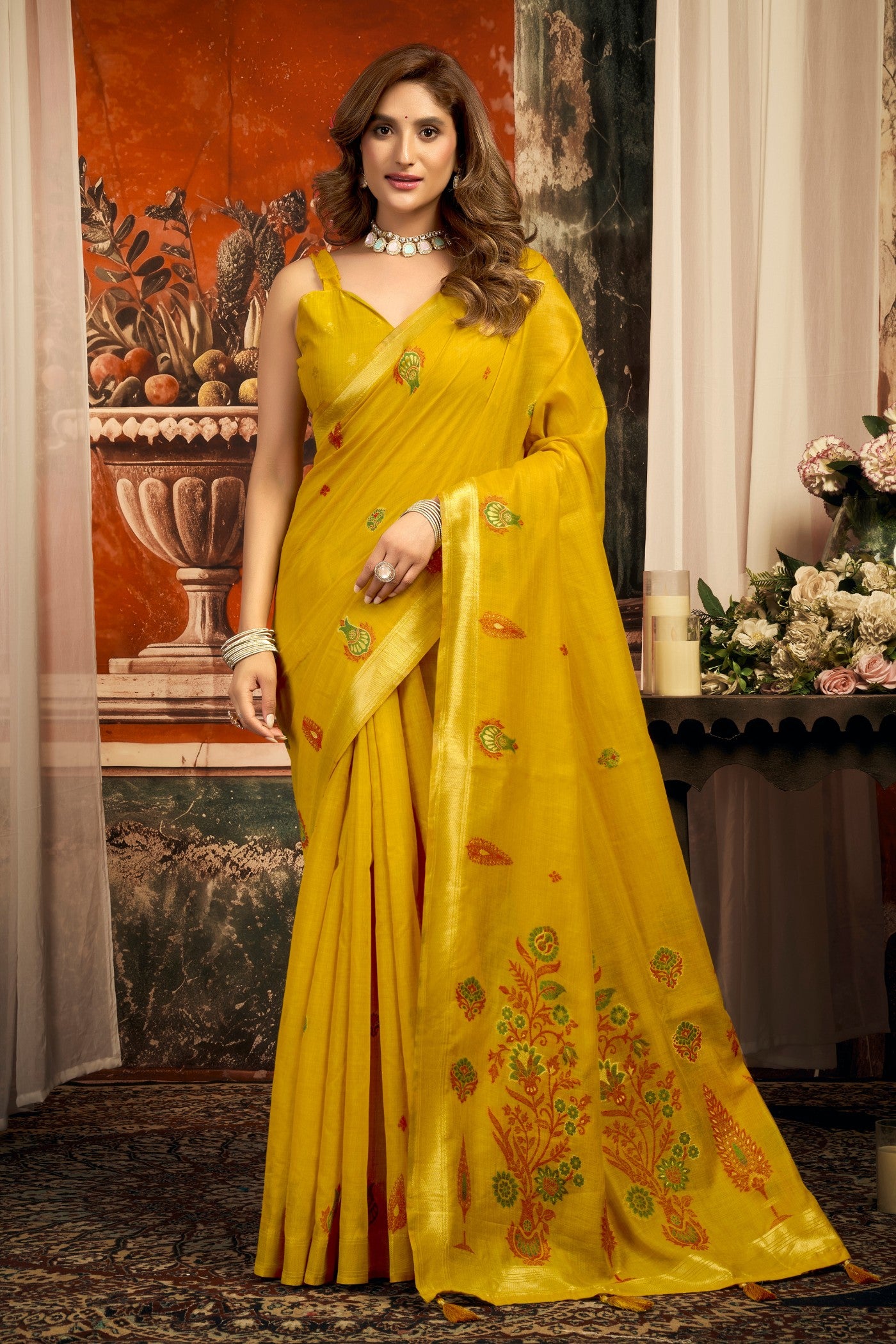 Buy MySilkLove Sunshine Yellow Handloom Cotton Saree Online