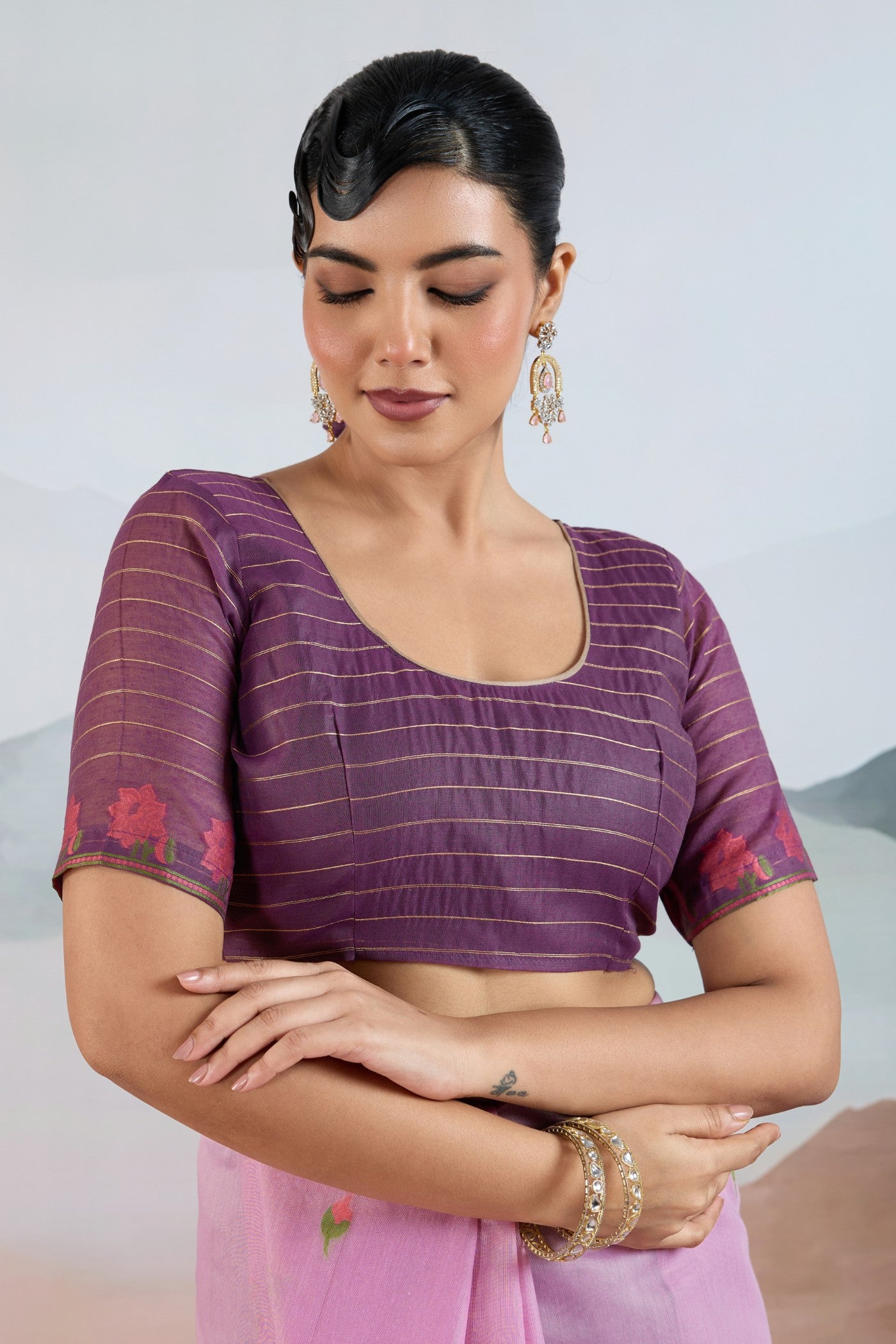 Buy MySilkLove True Purple Cotton Handloom Pichwai Saree Online