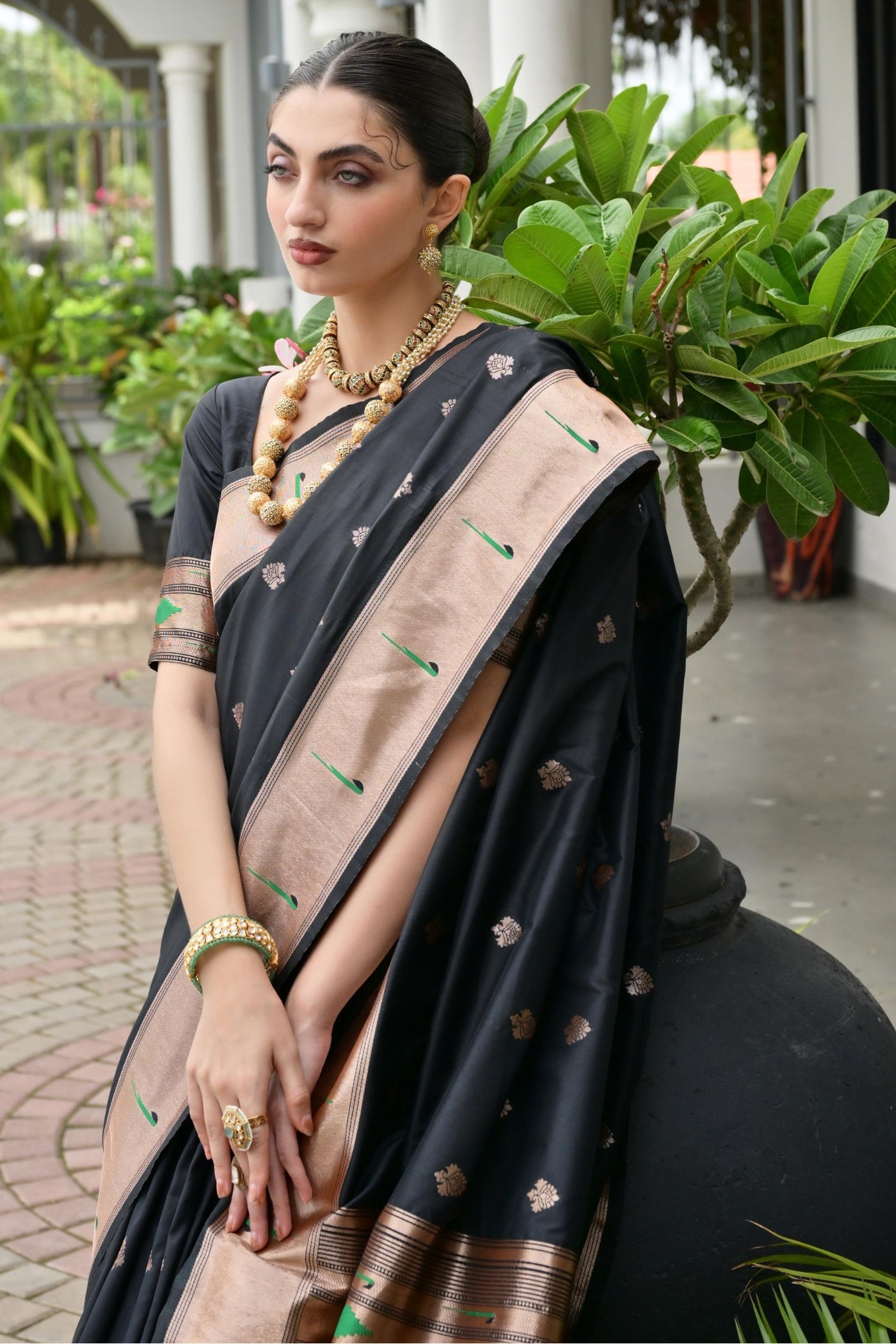 MySilkLove Rodeo Black Woven Paithani Saree