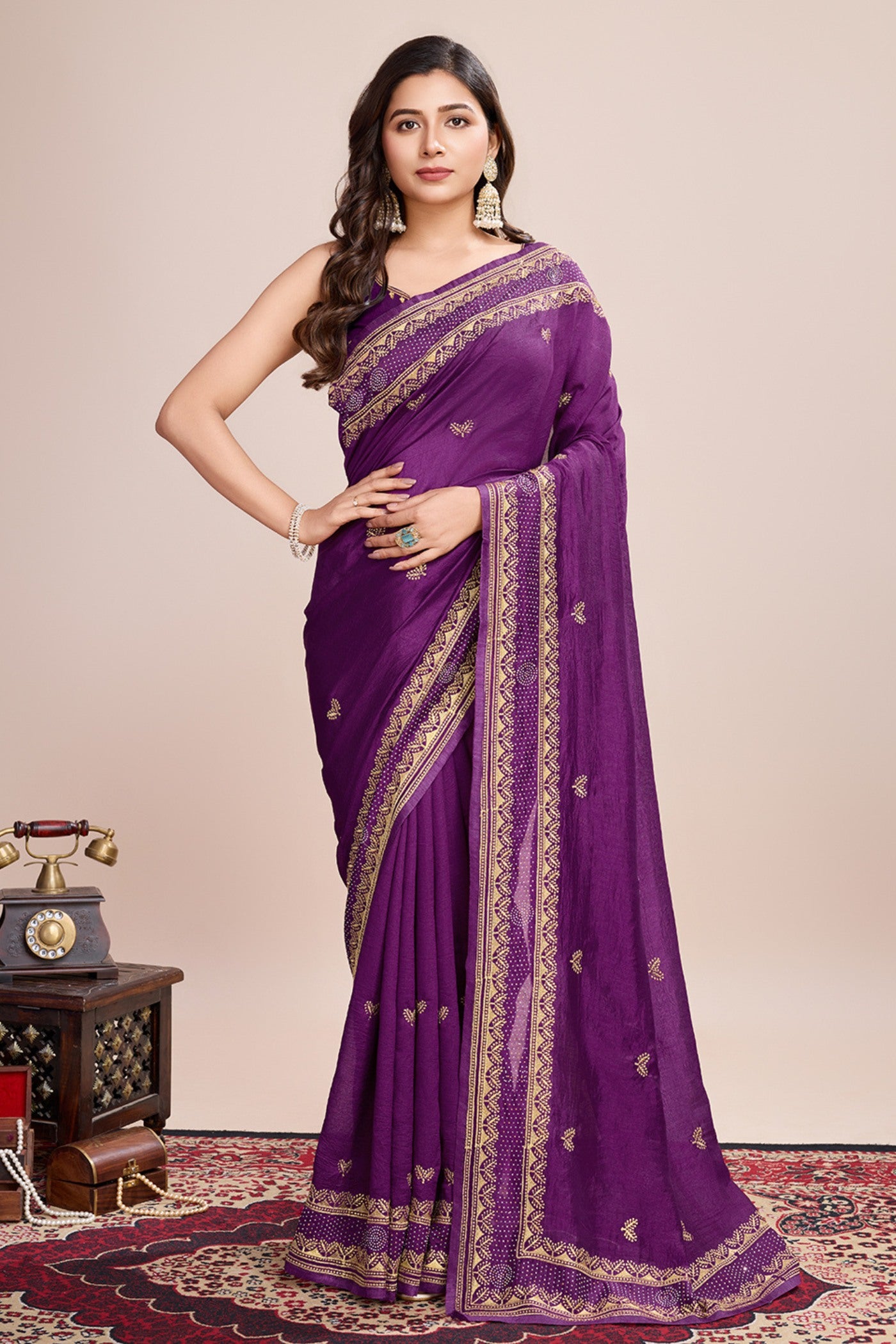 Buy MySilkLove Eminence Purple Designer Partywear Saree Online